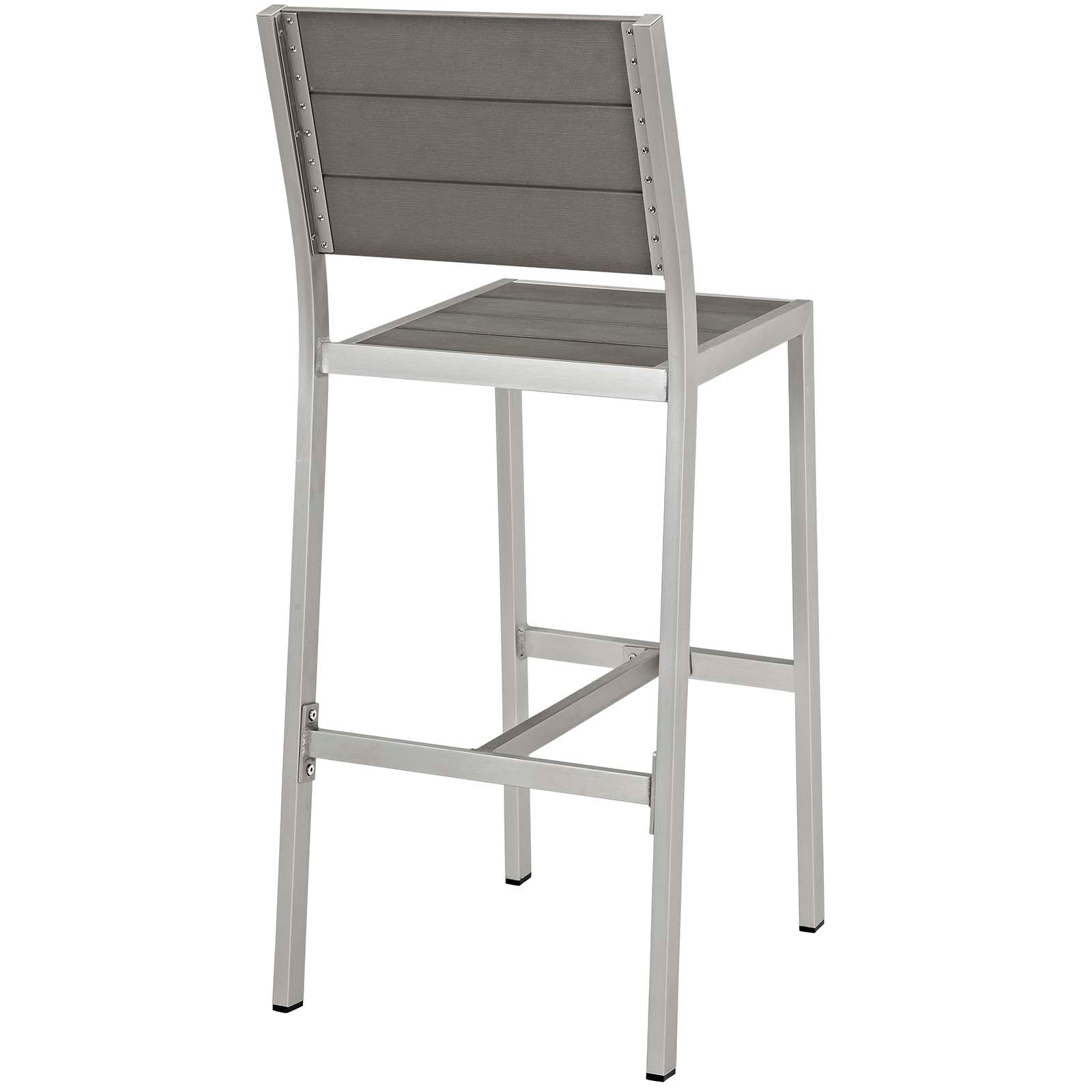 Modway Outdoor Barstools - Shore Armless Bar Stool Outdoor Patio Aluminum Silver Gray ( Set of 2 )