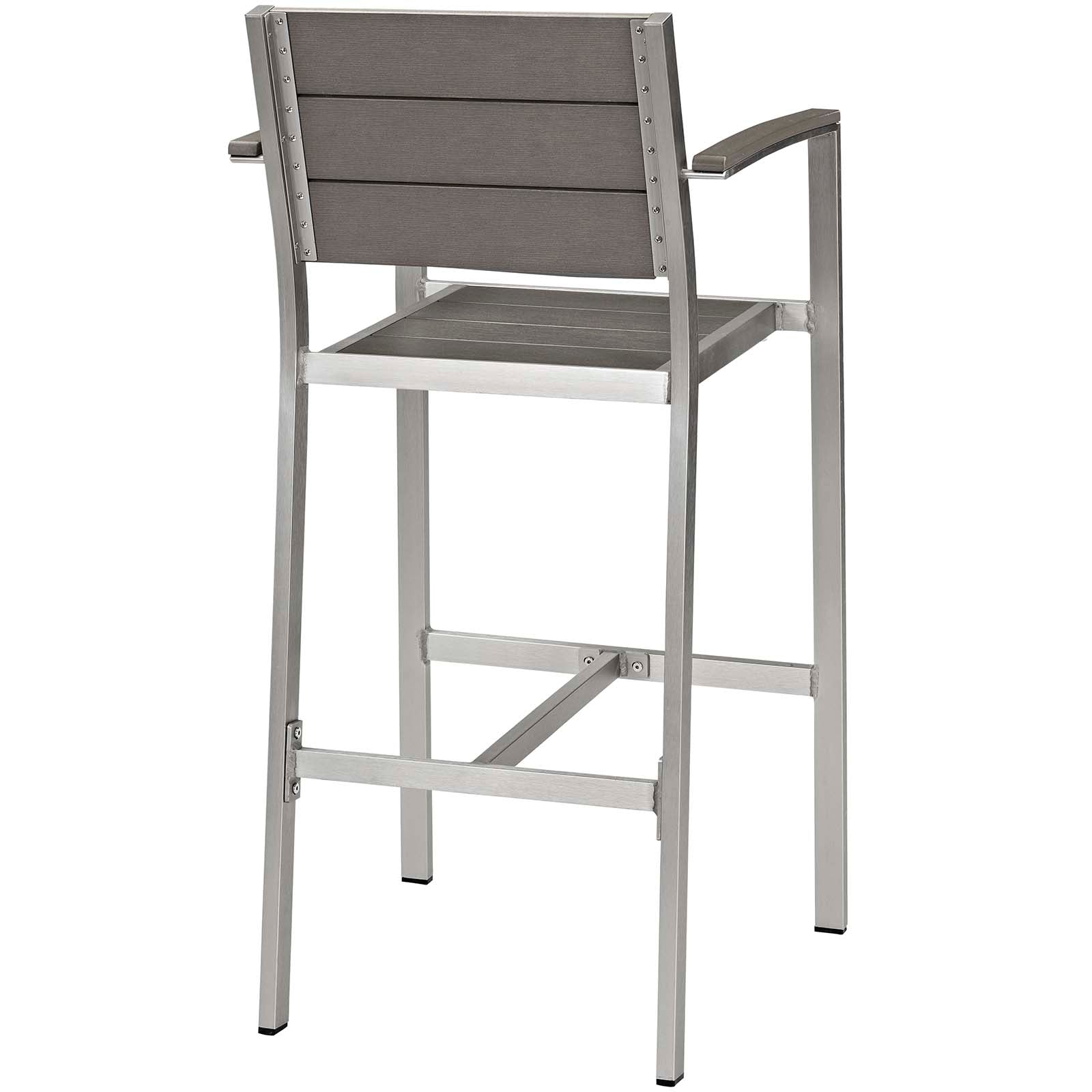 Modway Outdoor Dining Sets - Shore 20" Outdoor Pub Set for 2 Silver & Gray