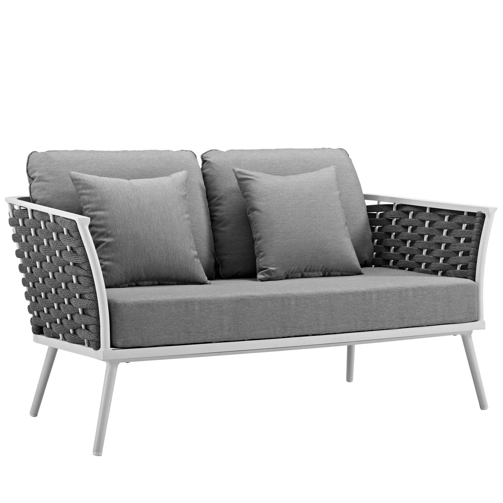 Stance 4 Piece Outdoor 139.5"W & 87 D Patio Aluminum Sectional Sofa Set White