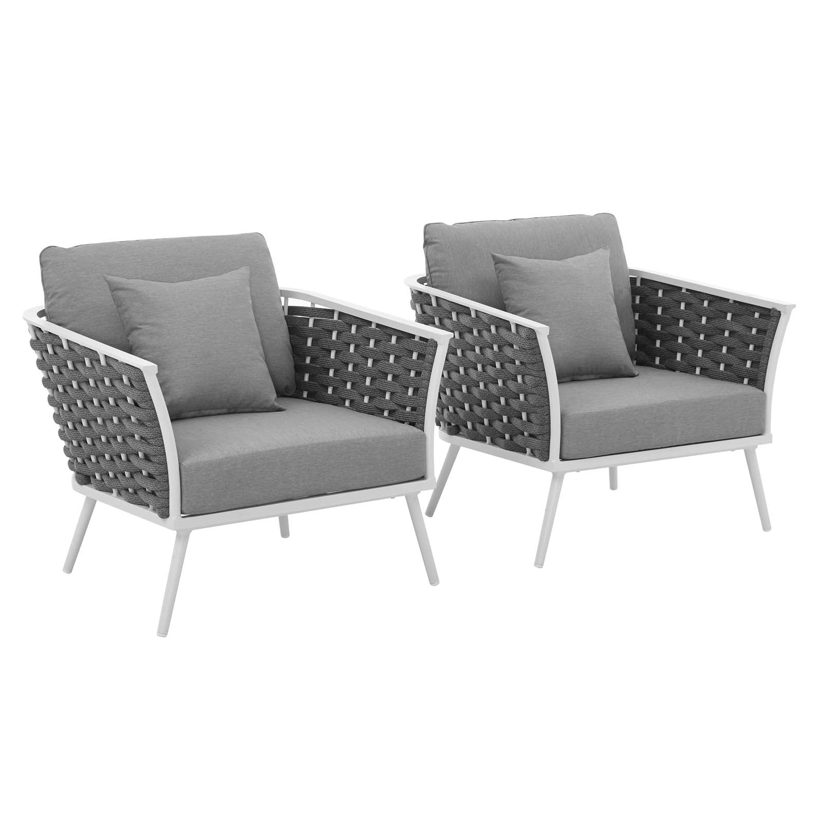 Modway Outdoor Chairs - Stance Outdoor Armchair White & Gray (Set Of 2)