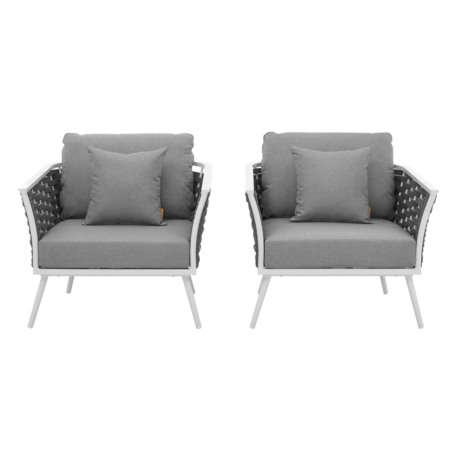 Modway Outdoor Chairs - Stance Outdoor Armchair White & Gray (Set Of 2)