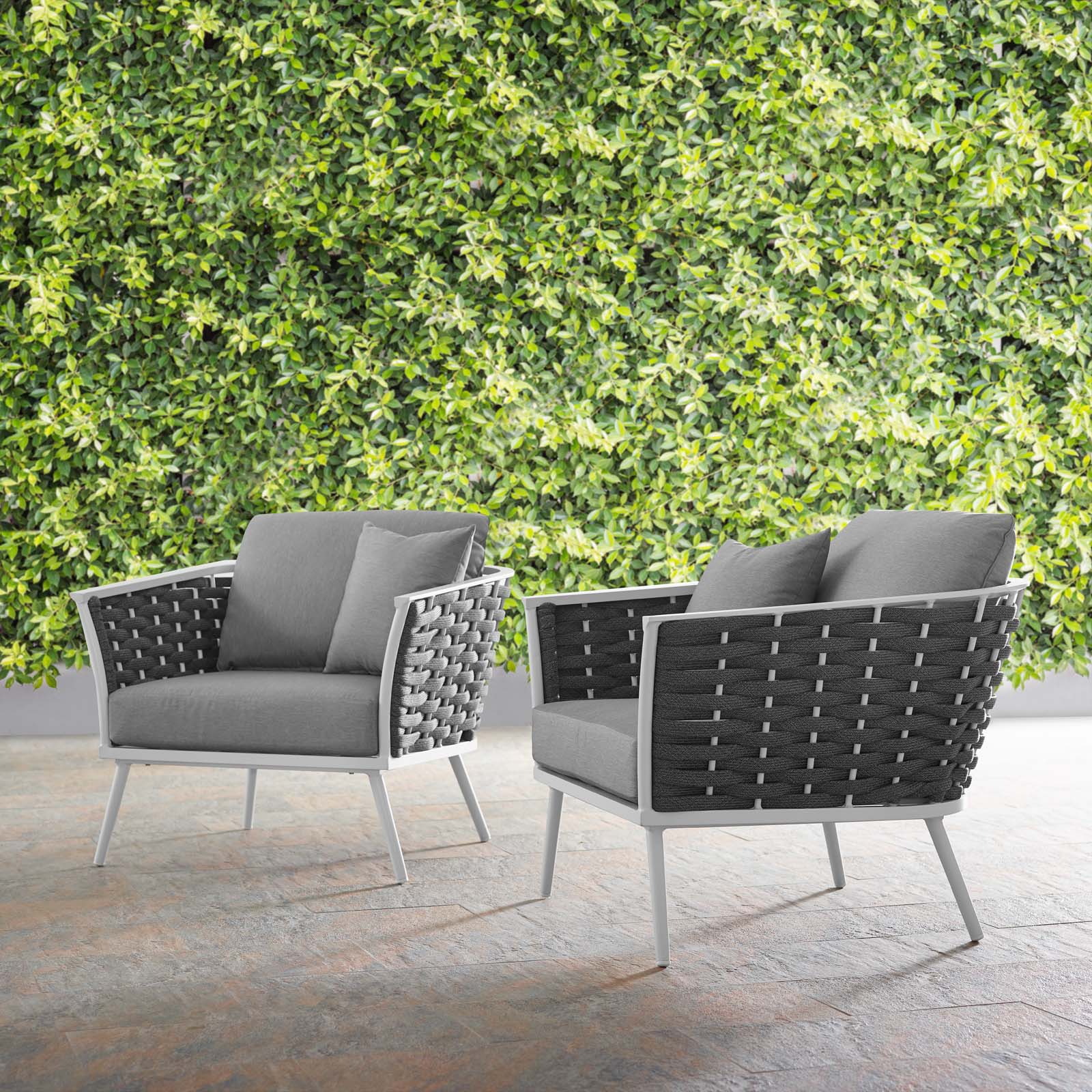 Modway Outdoor Chairs - Stance Outdoor Armchair White & Gray (Set Of 2)