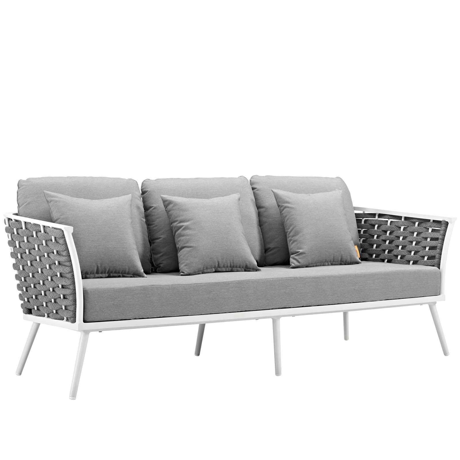 Stance 3 Piece Outdoor 107.5"W & 97 D Patio Aluminum Sectional Sofa Set White
