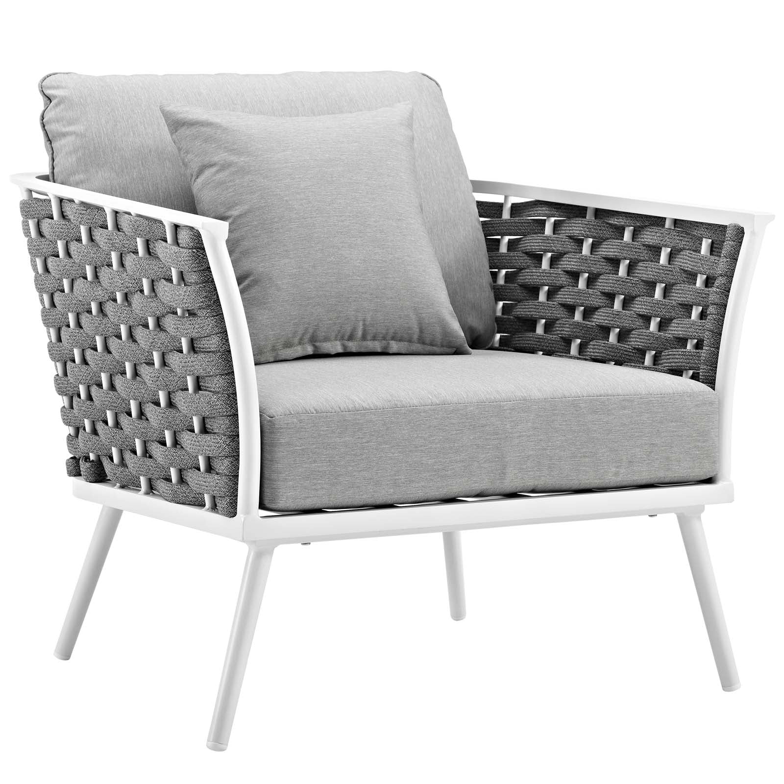 Stance 3 Piece Outdoor 107.5"W 64.5 D Patio Aluminum Sectional Sofa Set White