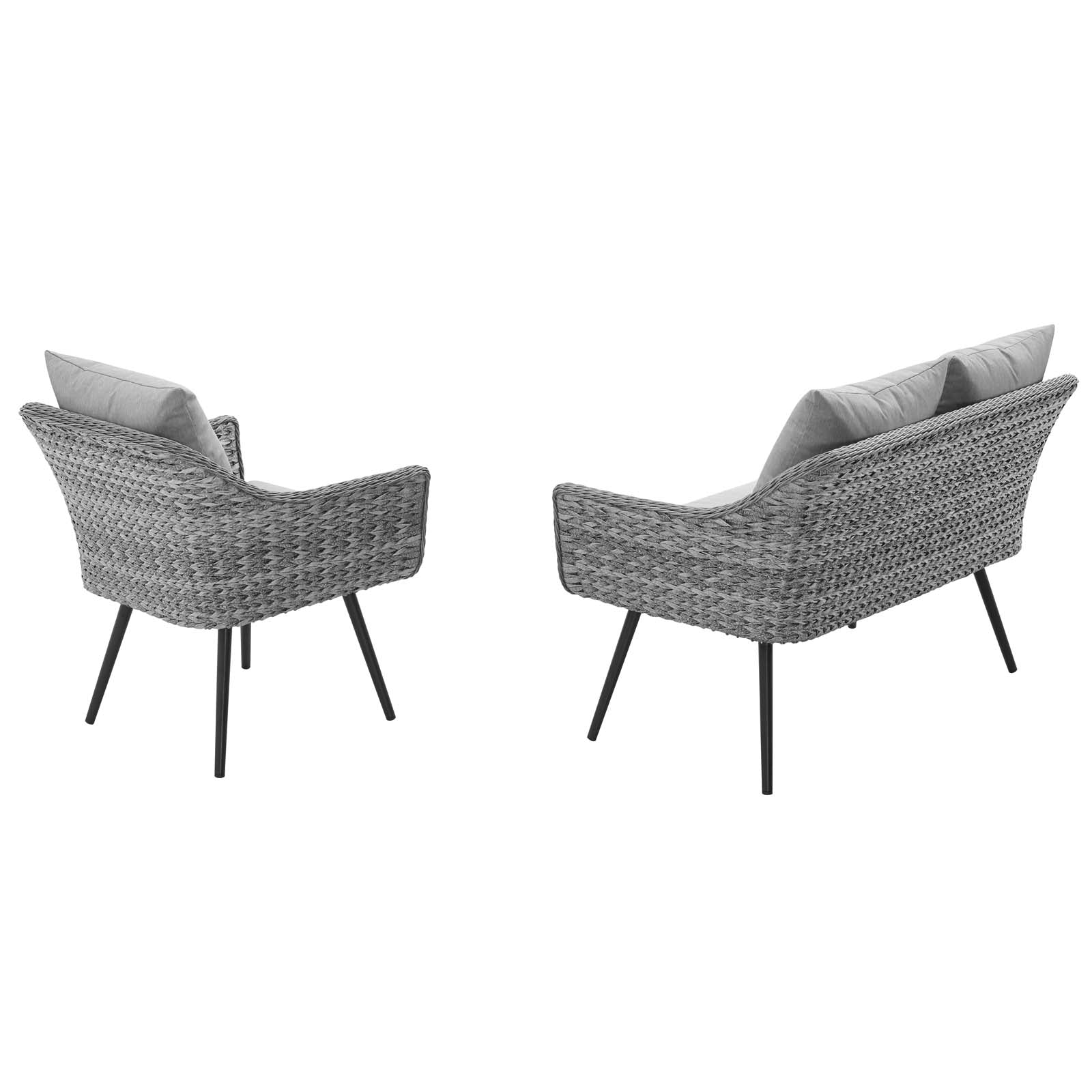 Modway Outdoor Conversation Sets - Endeavor 2 Piece Outdoor Loveseat & Armchair Set Gray