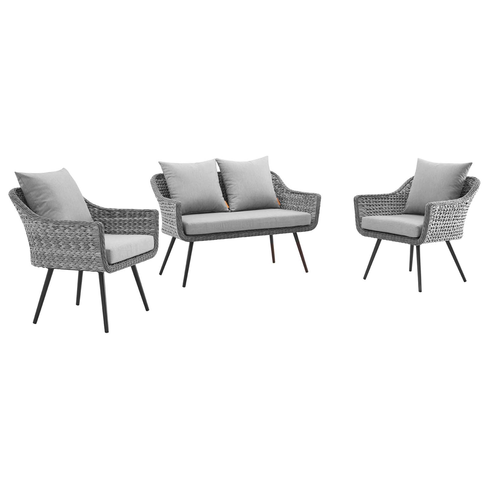 Modway Outdoor Conversation Sets - Endeavor 3-Piece Outdoor Sectional Sofa Set Gray