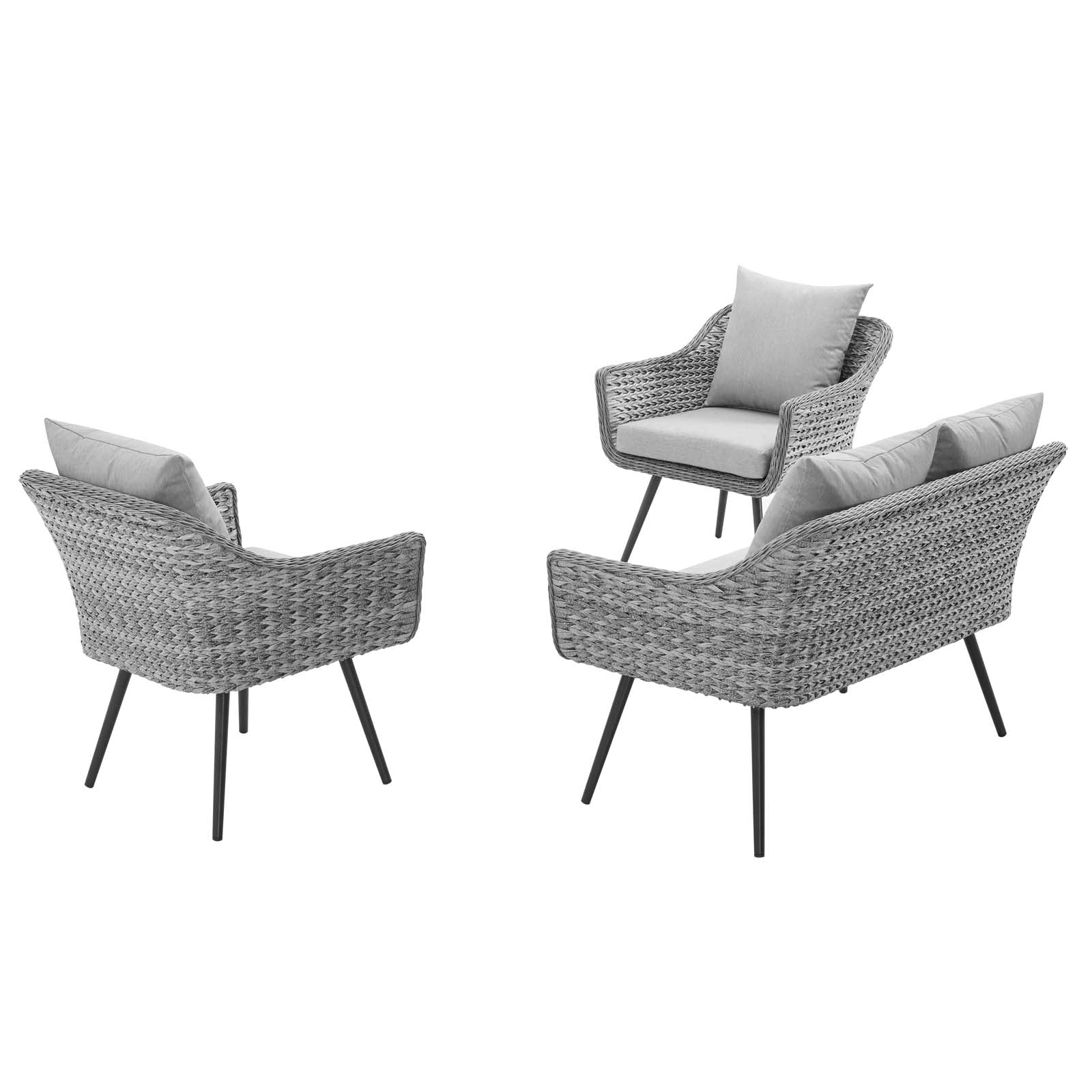 Modway Outdoor Conversation Sets - Endeavor 3-Piece Outdoor Sectional Sofa Set Gray