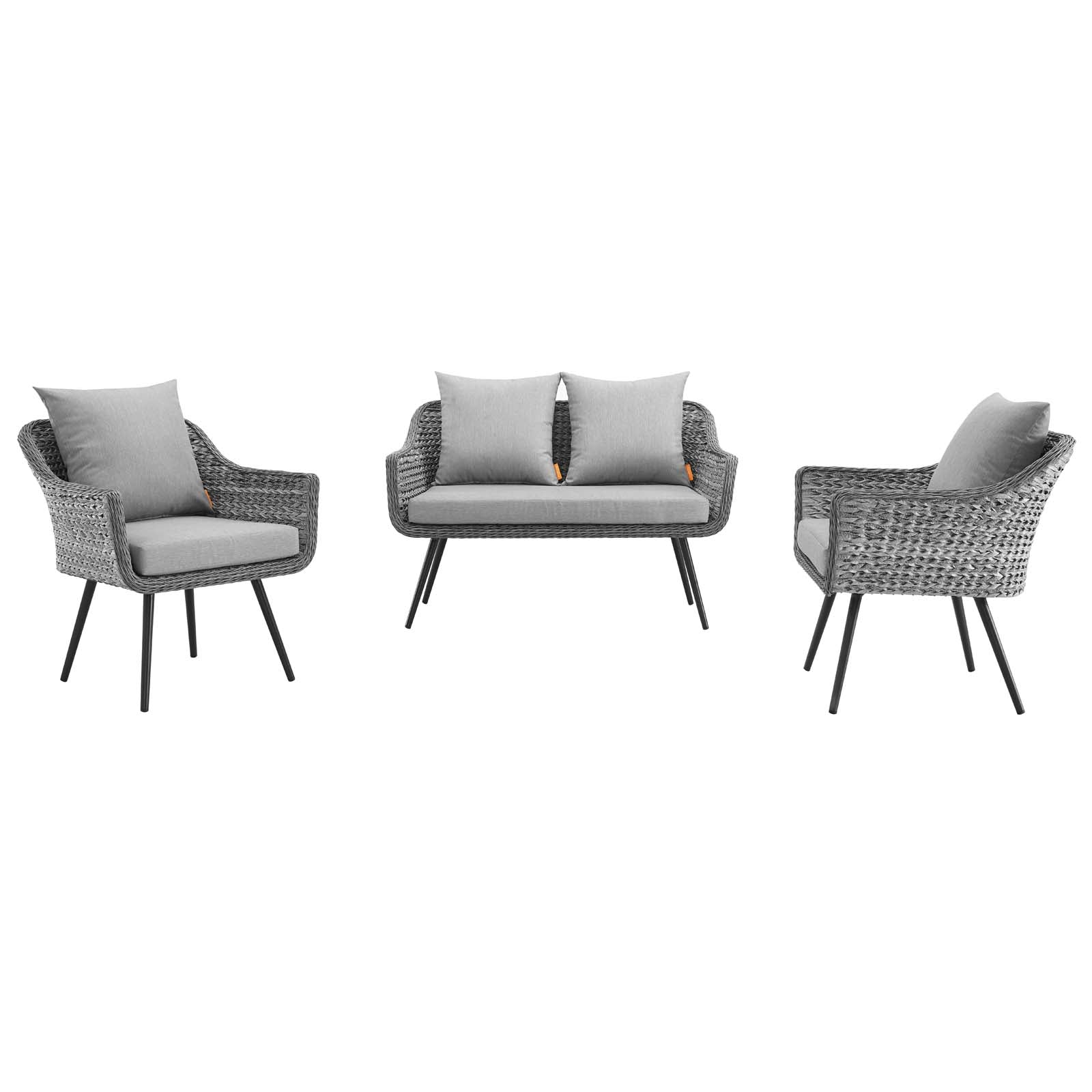 Modway Outdoor Conversation Sets - Endeavor 3-Piece Outdoor Sectional Sofa Set Gray