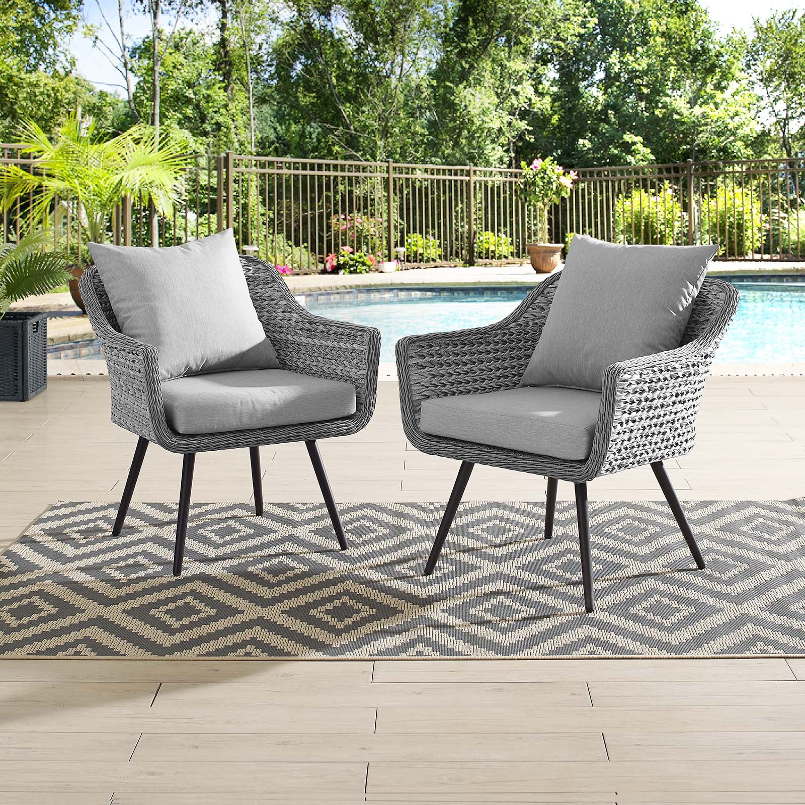 Modway Outdoor Chairs - Endeavor Armchair Outdoor Patio Gray (Set Of 2)