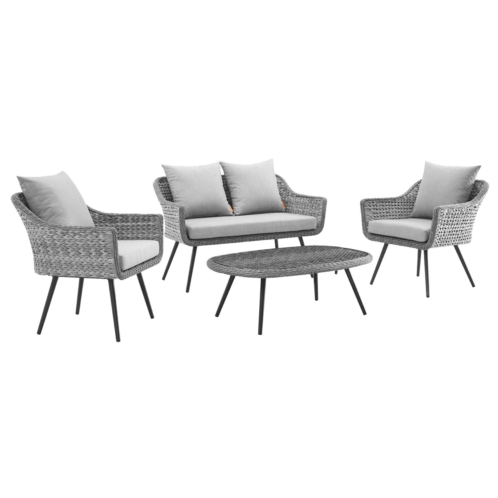 Modway Outdoor Conversation Sets - Endeavor 4 Piece Outdoor Set Gray