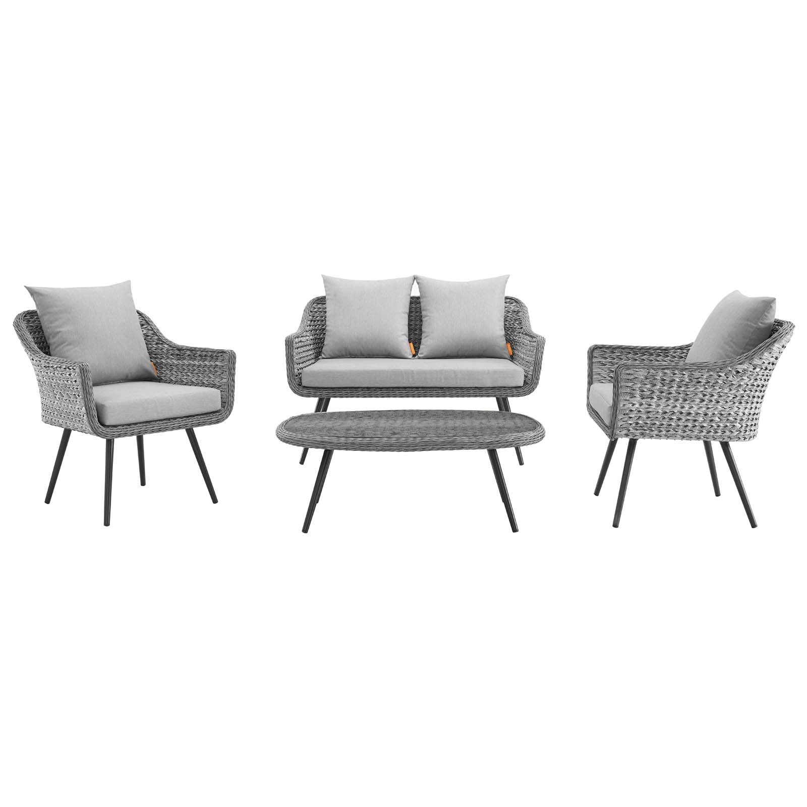 Modway Outdoor Conversation Sets - Endeavor 4 Piece Outdoor Set Gray