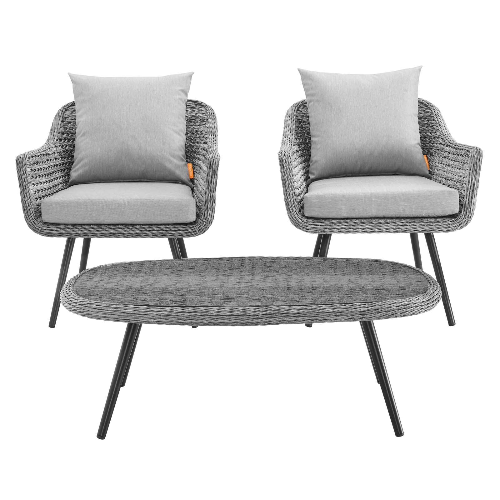 Modway Outdoor Conversation Sets - Endeavor 3 Piece Outdoor Set Gray