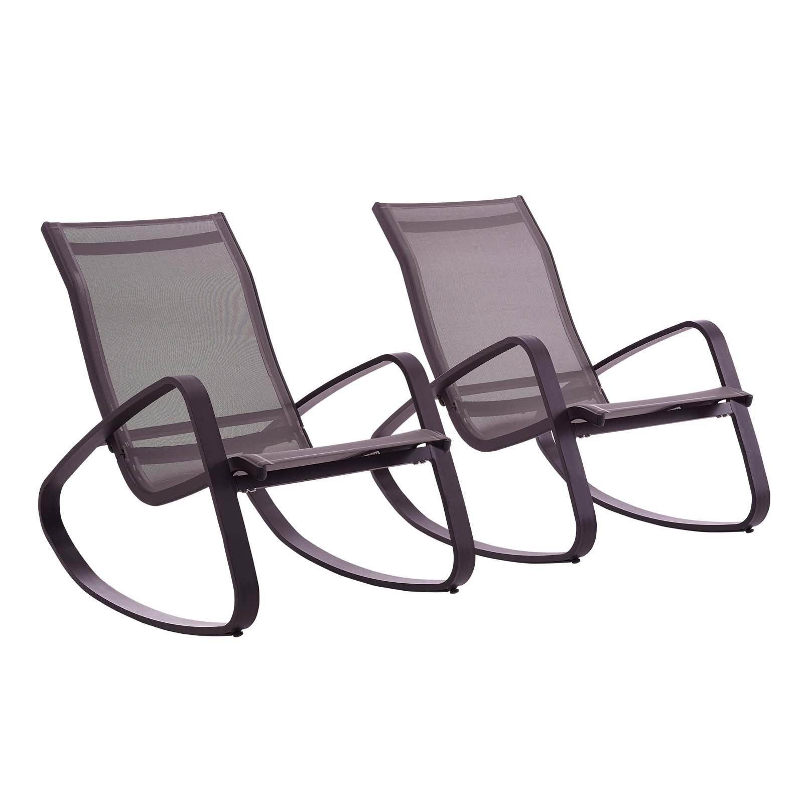 Modway Outdoor Chairs - Traveler Rocking Lounge Chair Outdoor Patio Black (Set Of 2)