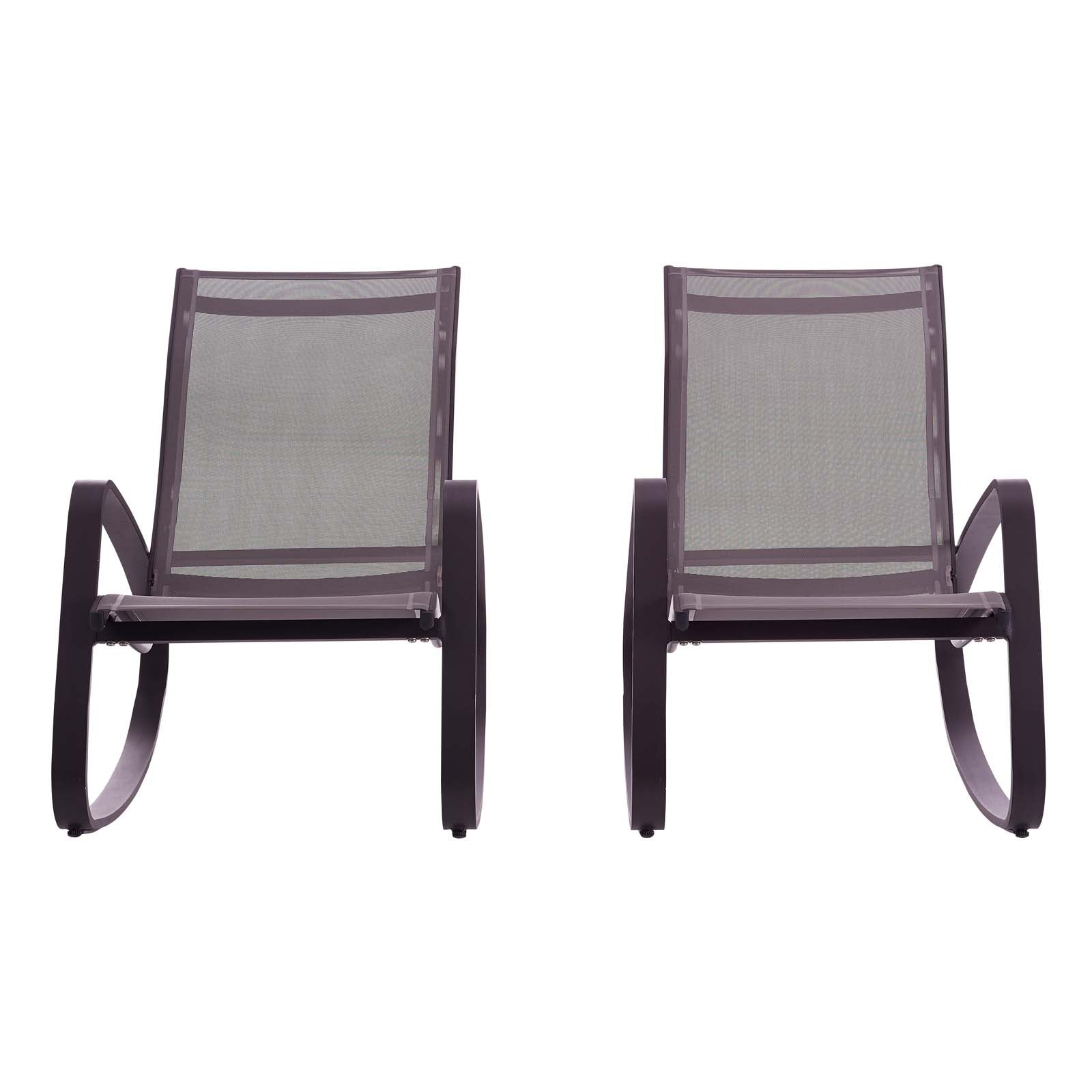 Modway Outdoor Chairs - Traveler Rocking Lounge Chair Outdoor Patio Black (Set Of 2)