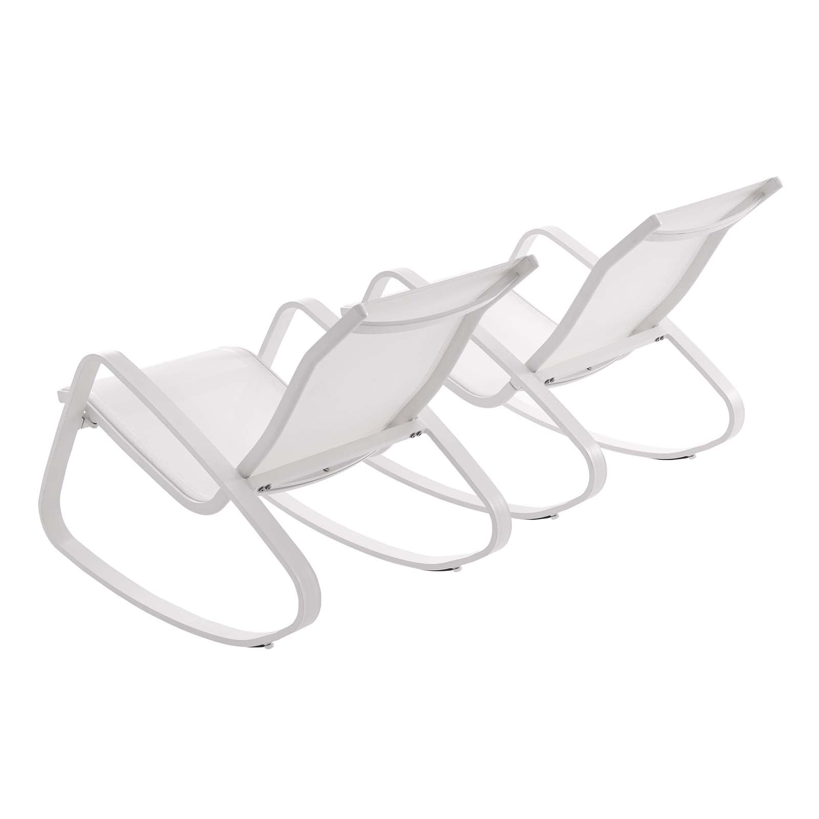 Modway Outdoor Chairs - Traveler Rocking Lounge Chair Outdoor Patio Mesh Sling Set of 2 White White
