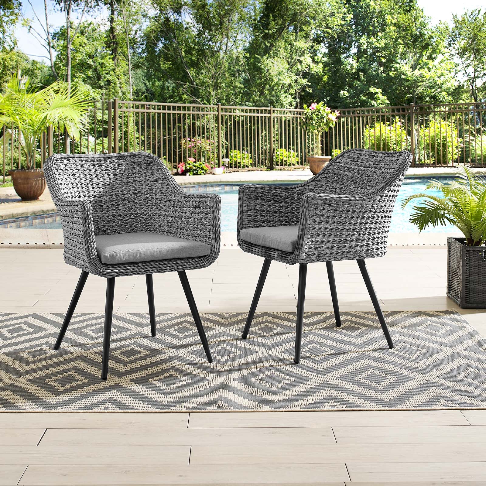 Modway Outdoor Chairs - Endeavor Dining Chair Gray (Set of 2)