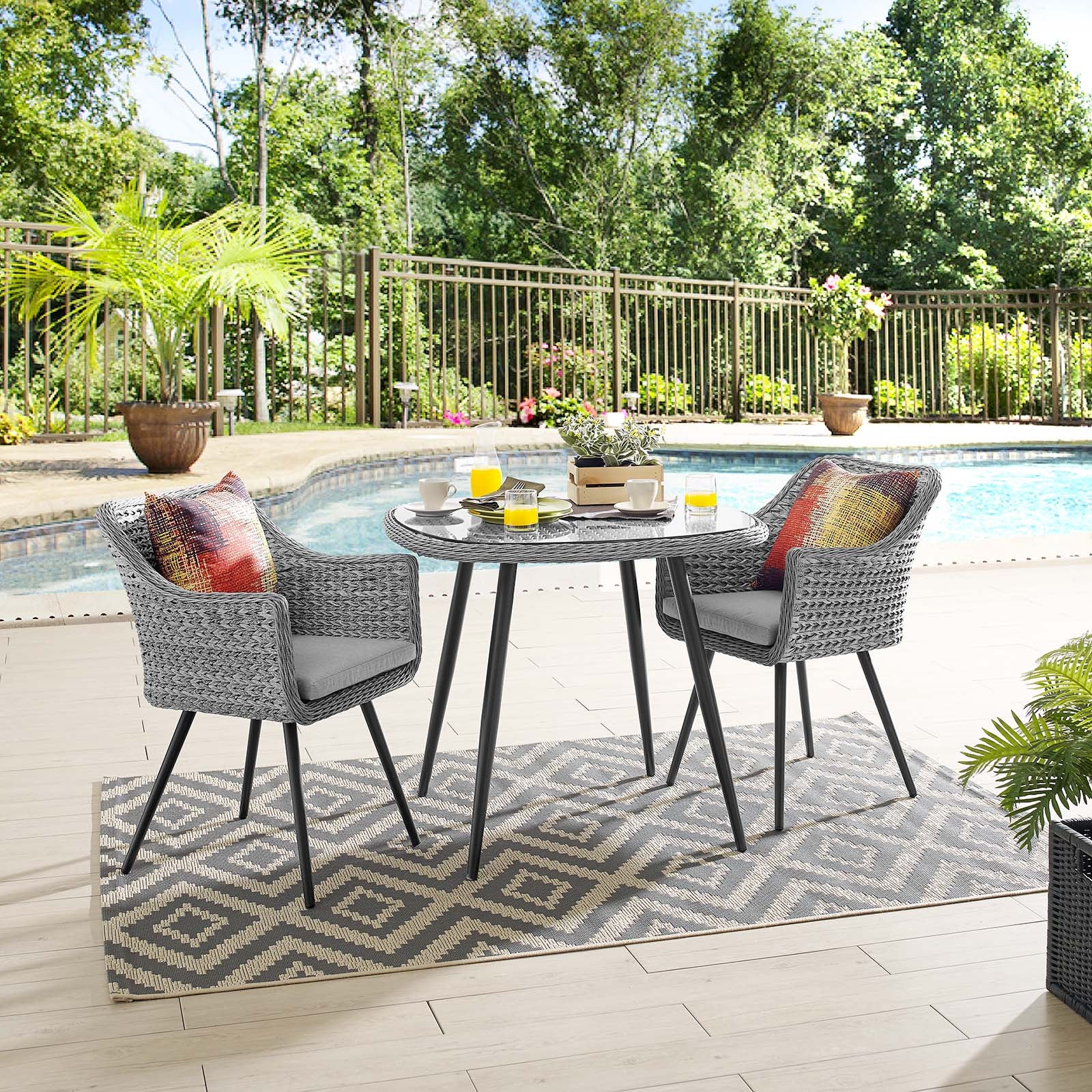 Modway Outdoor Dining Sets - Endeavor Outdoor Dining Set For 2 Gray