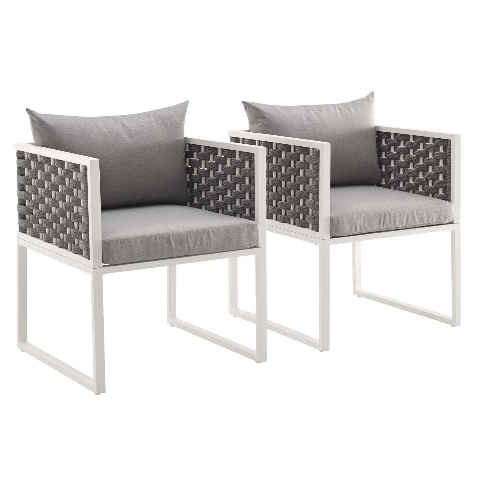 Modway Outdoor Chairs - Stance Dining Armchair Outdoor Patio White & Gray (Set Of 2)