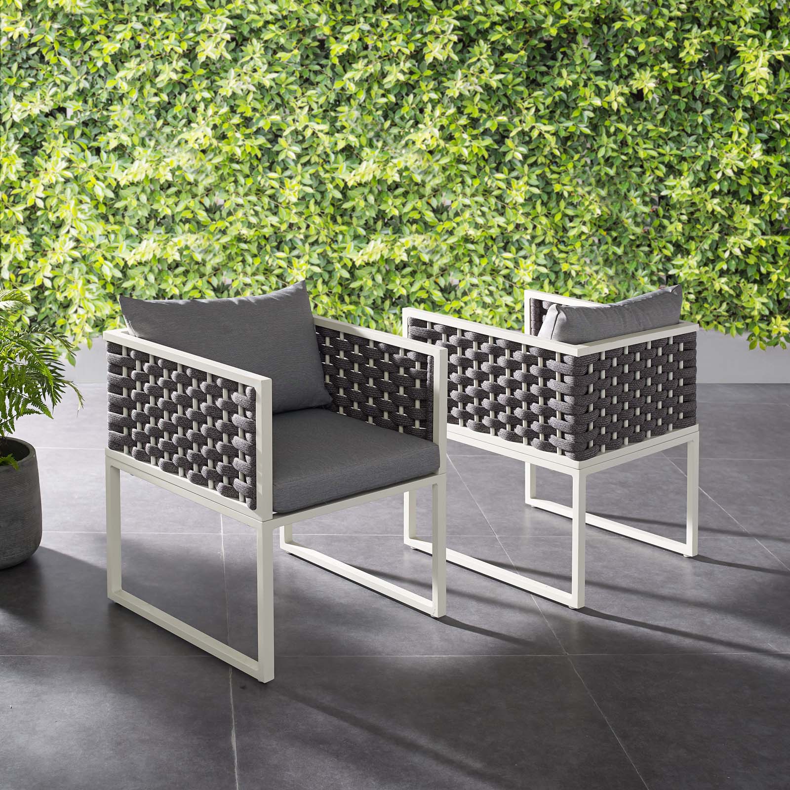 Modway Outdoor Chairs - Stance Dining Armchair Outdoor Patio White & Gray (Set Of 2)