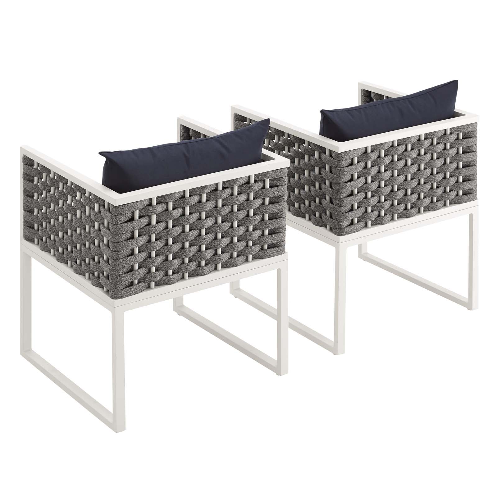 Modway Outdoor Chairs - Stance Dining Armchair Outdoor Patio White & Navy (Set of 2)