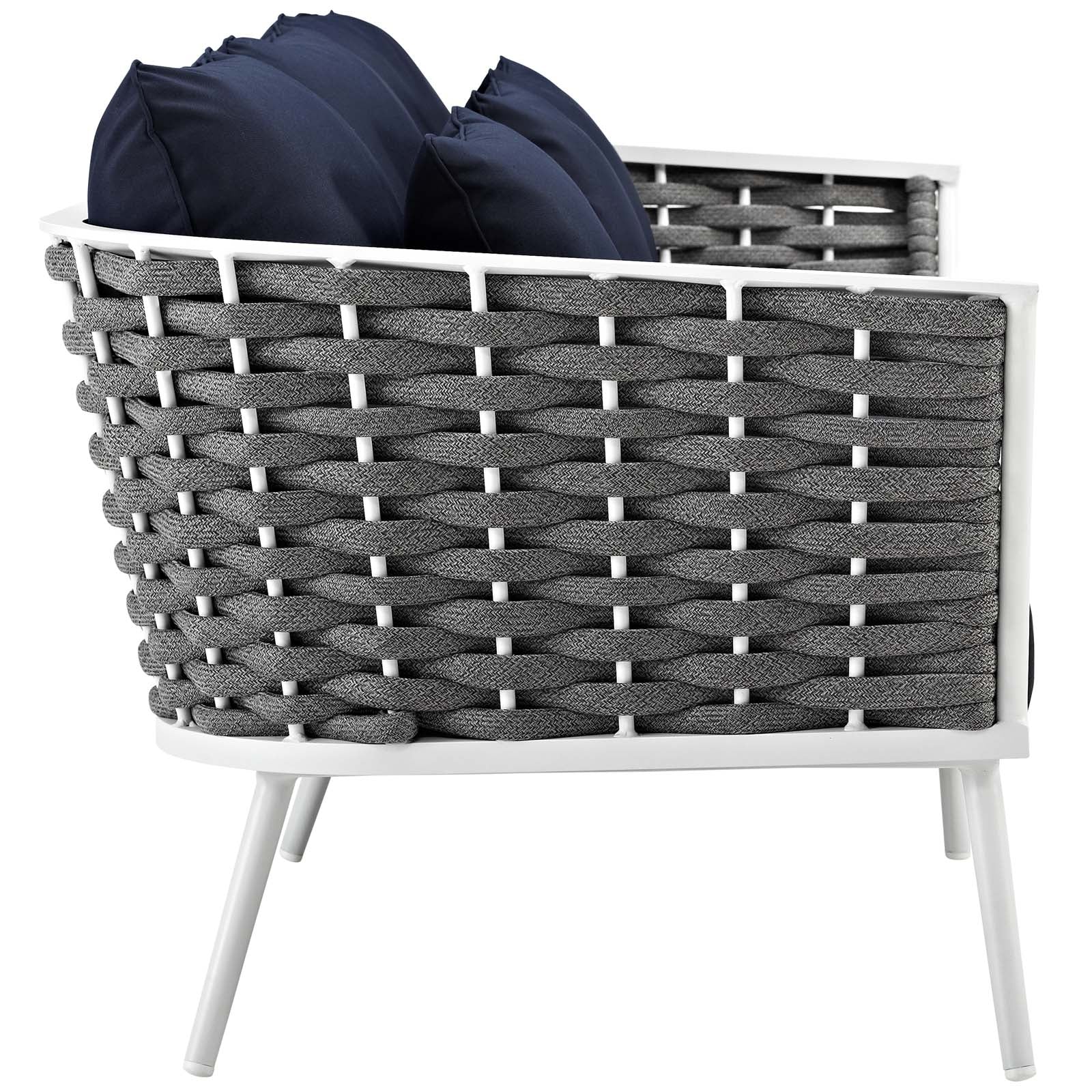 Modway Outdoor Conversation Sets - Stance 5 Piece Outdoor 139.5"W Patio Aluminum Sectional Sofa Set White