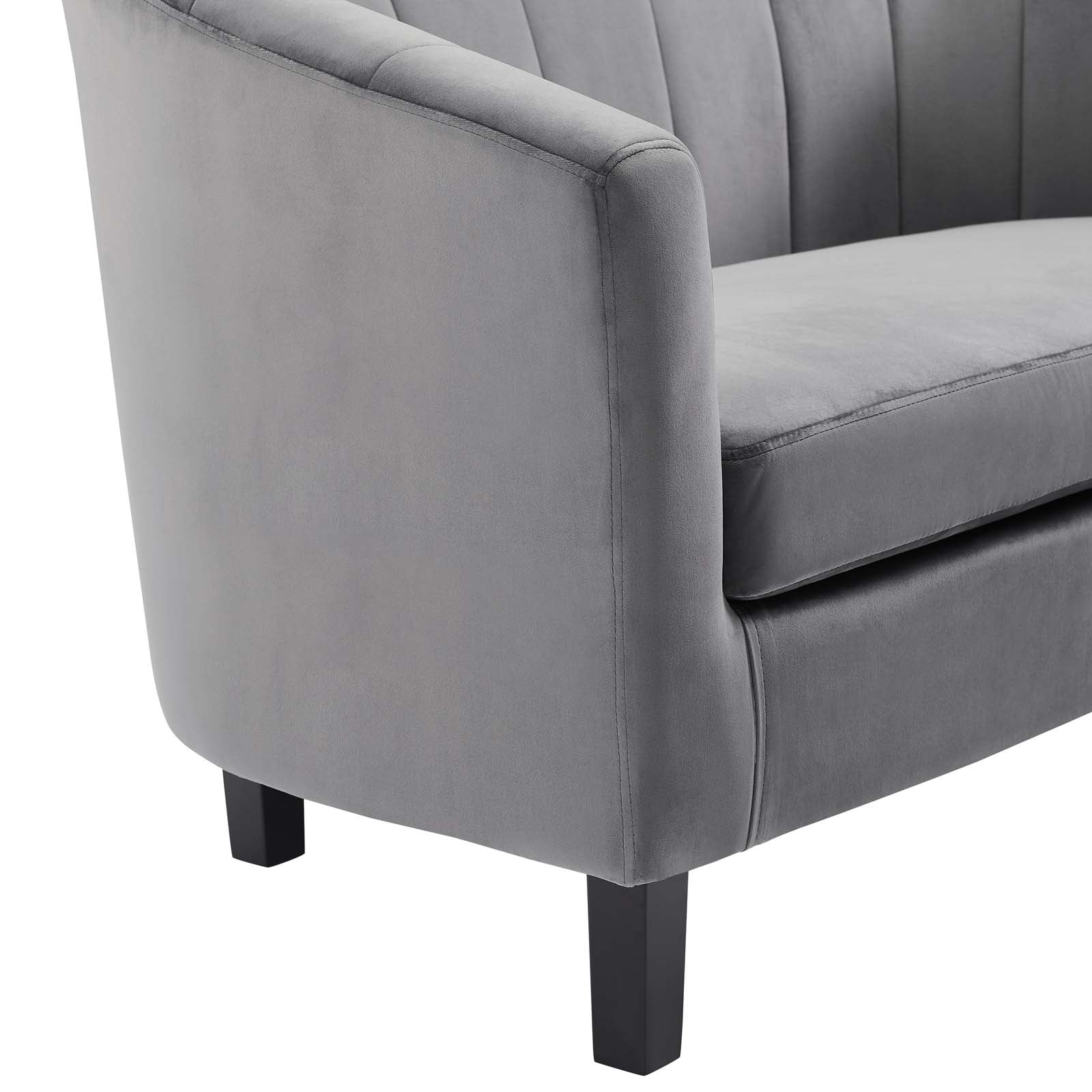 Modway Accent Chairs - Prospect Channel Tufted Performance Velvet Armchair Gray
