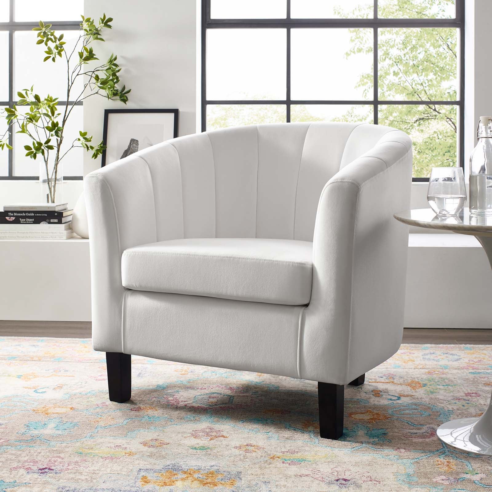 Modway Accent Chairs - Prospect Channel Tufted Performance Velvet Armchair White