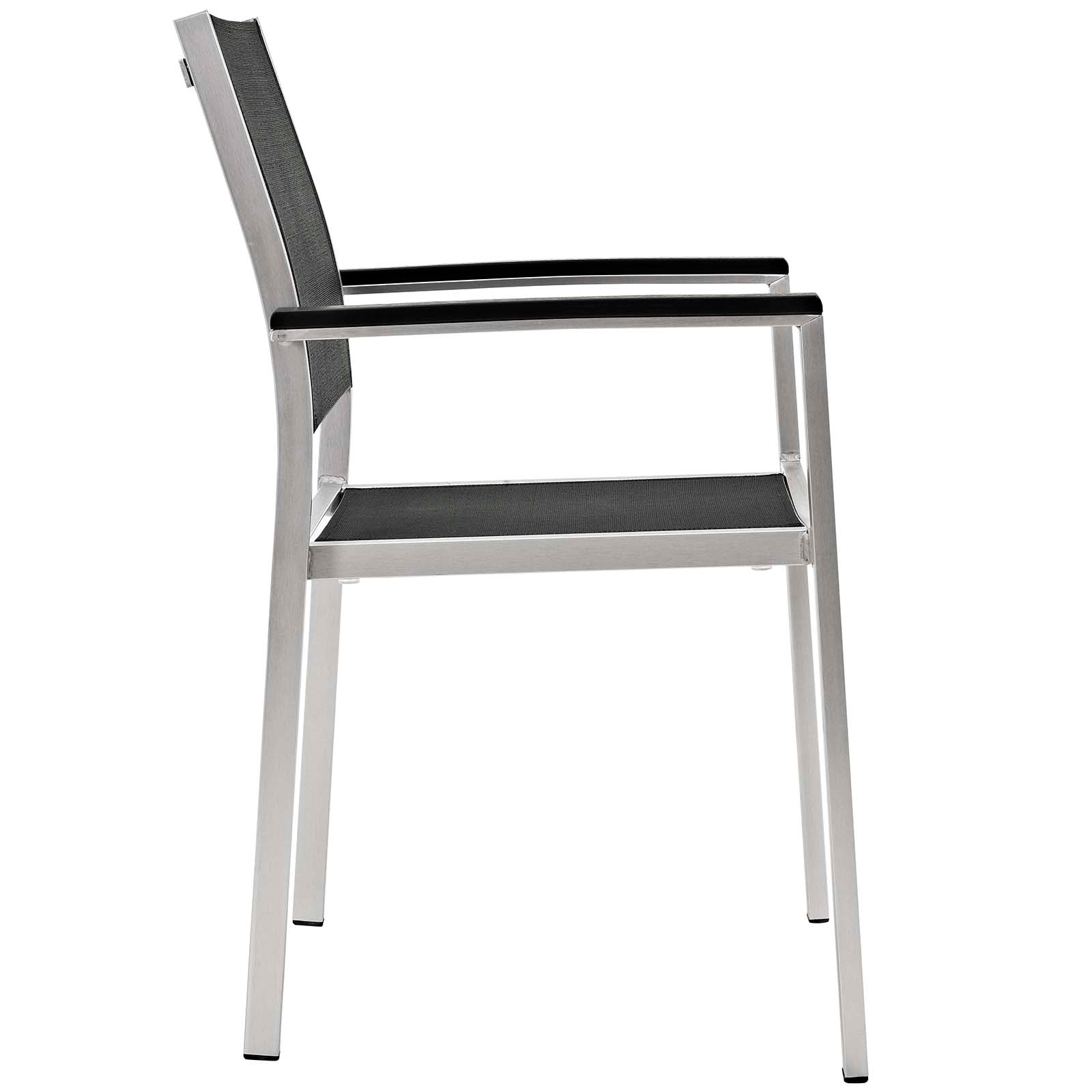 Modway Outdoor Dining Sets - Shore 5 Piece Outdoor Patio Aluminum Dining Set Silver Black