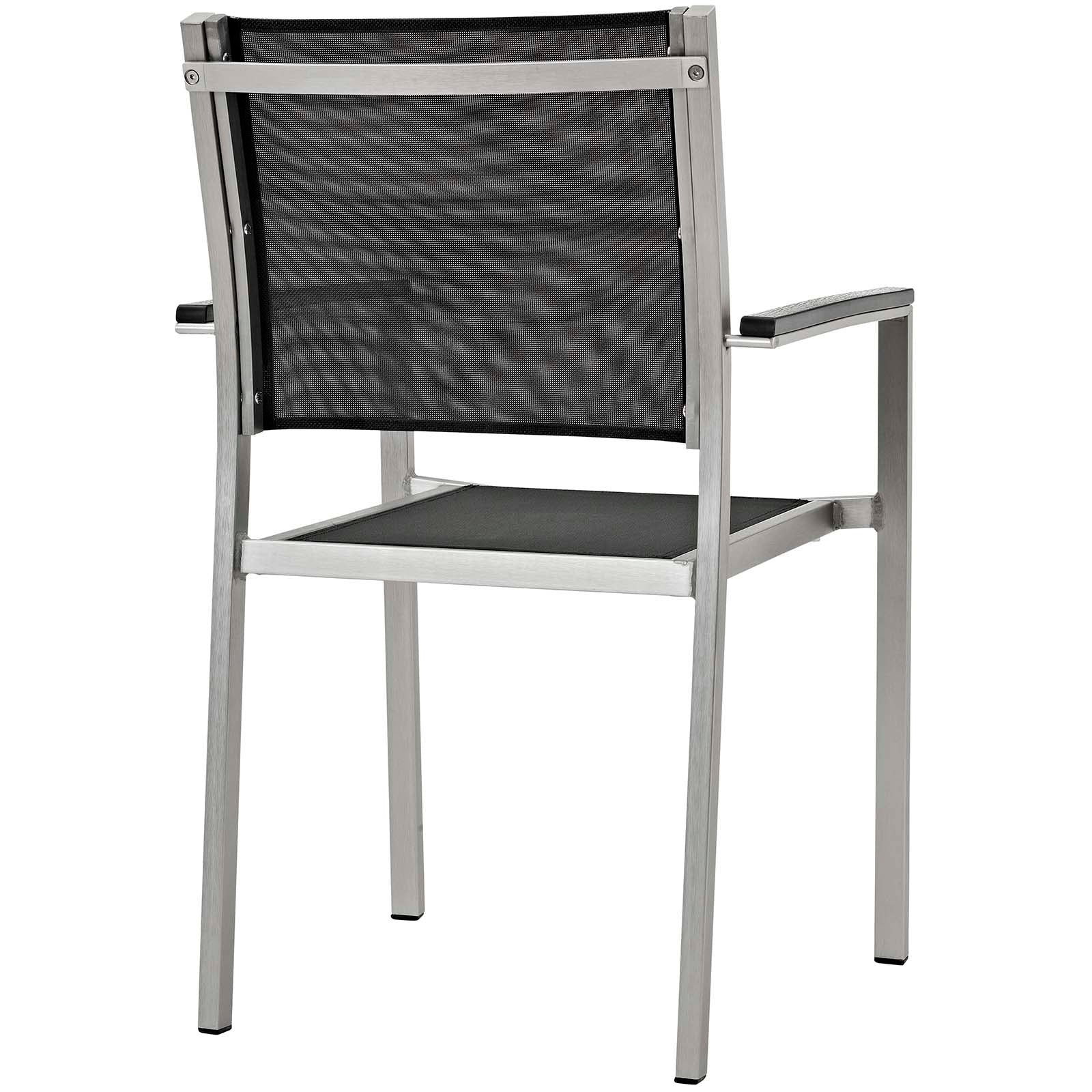 Modway Outdoor Dining Sets - Shore 5 Piece Outdoor Patio Aluminum Dining Set Silver Black