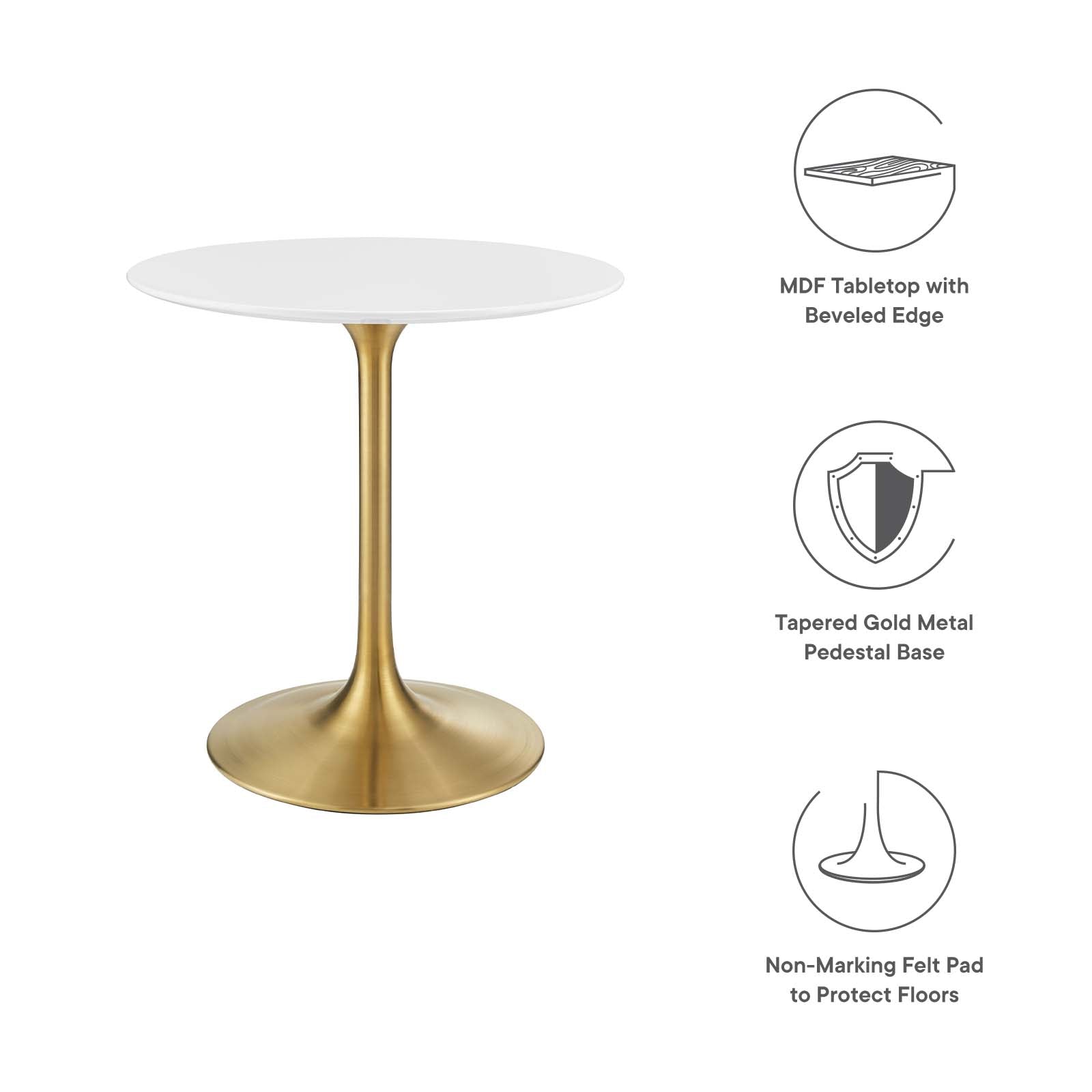 Modway Dining Tables - Lippa 28" Round Wood Dining Table Gold White