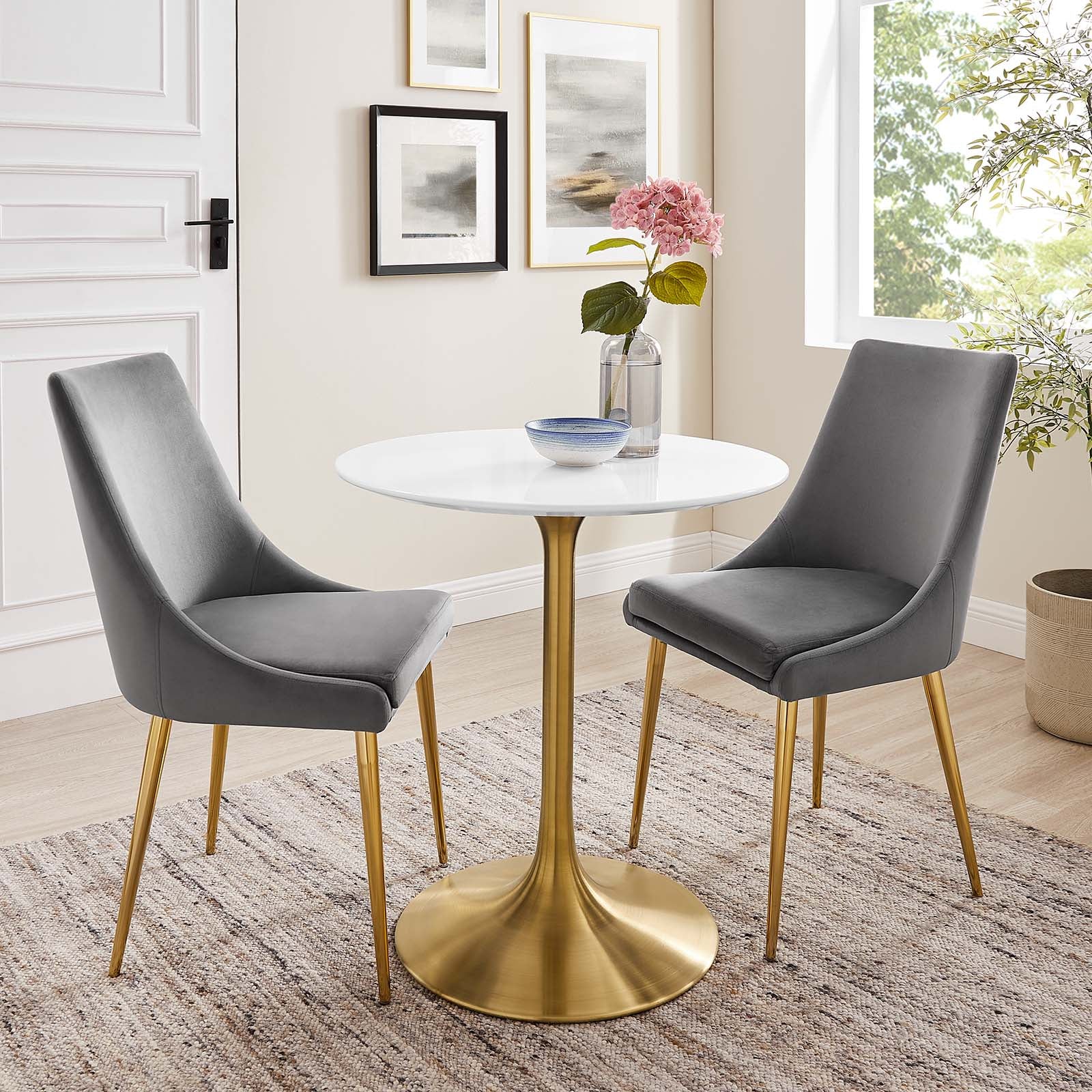 Modway Dining Tables - Lippa 28" Round Wood Dining Table Gold White