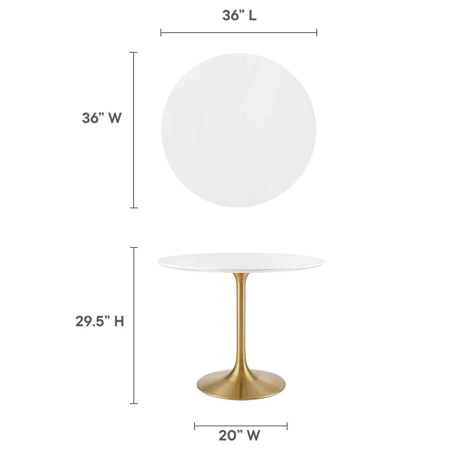 Modway Dining Tables - Lippa 36" Round Wood Dining Table Gold White
