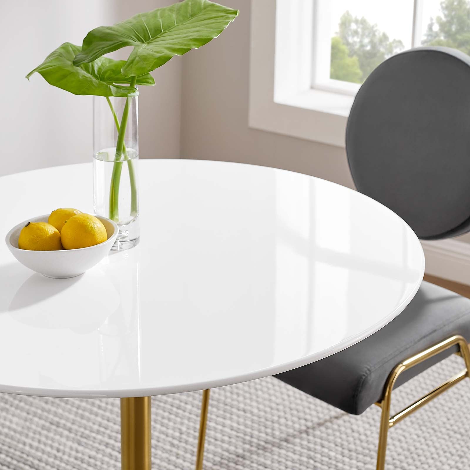 Modway Dining Tables - Lippa 36" Round Wood Dining Table Gold White