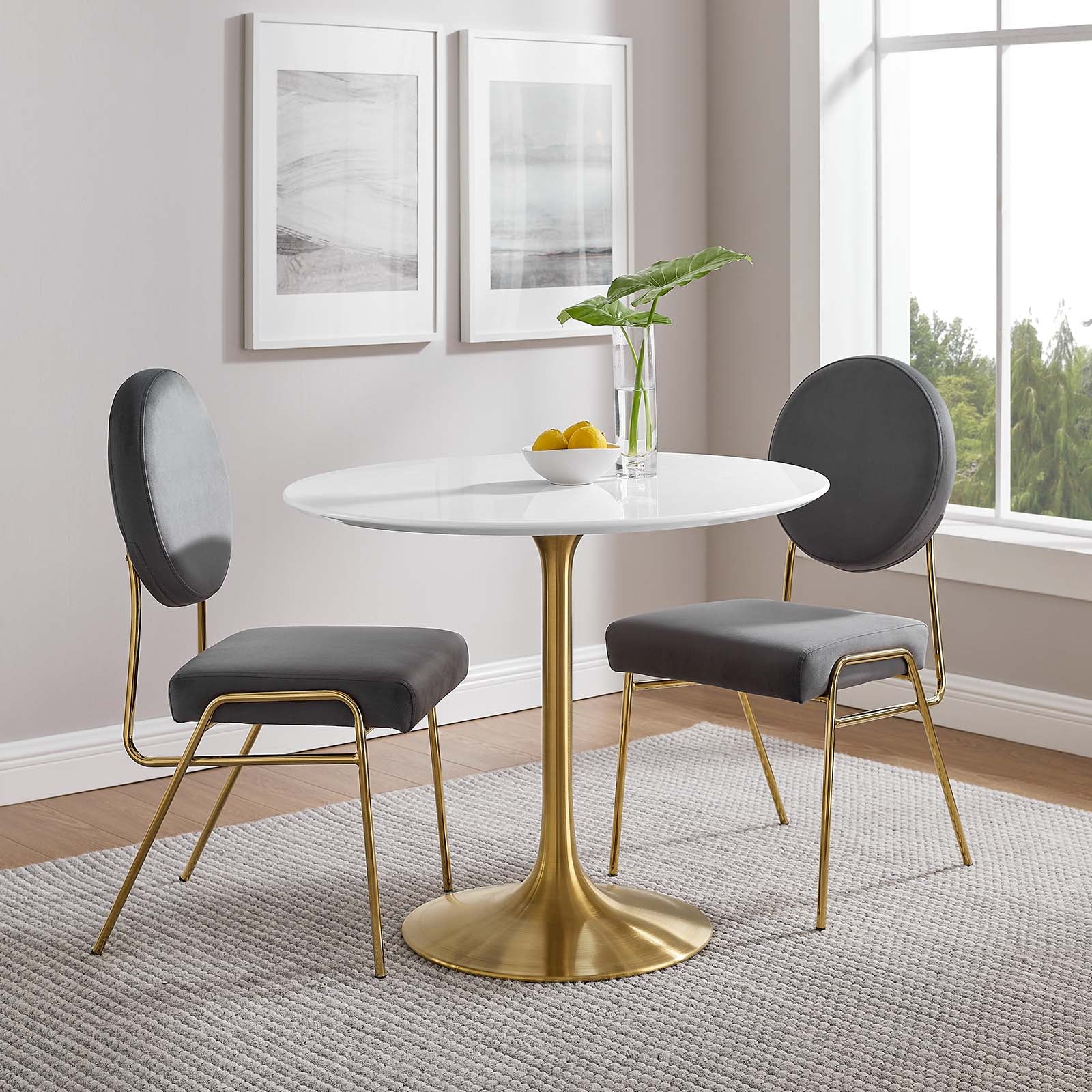 Modway Dining Tables - Lippa 36" Round Wood Dining Table Gold White