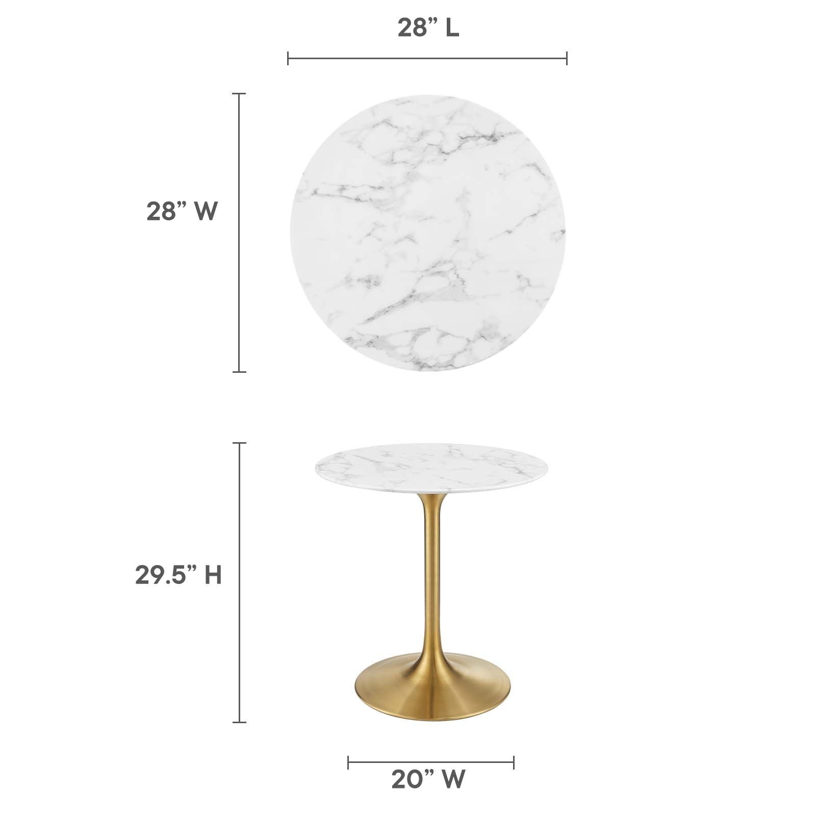 Modway Dining Tables - Lippa 28" Round Dining Table Gold & White