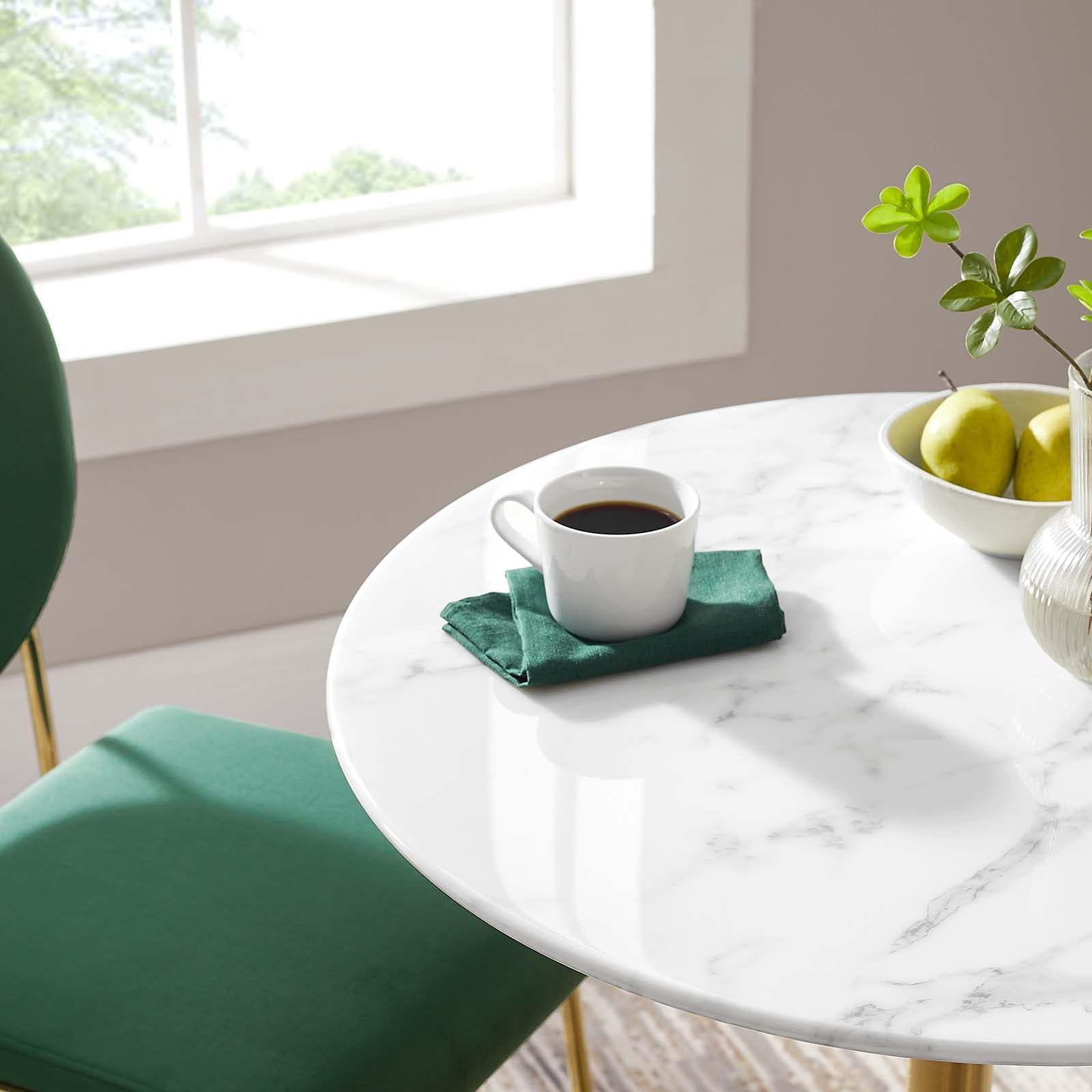 Modway Dining Tables - Lippa 28" Round Dining Table Gold & White