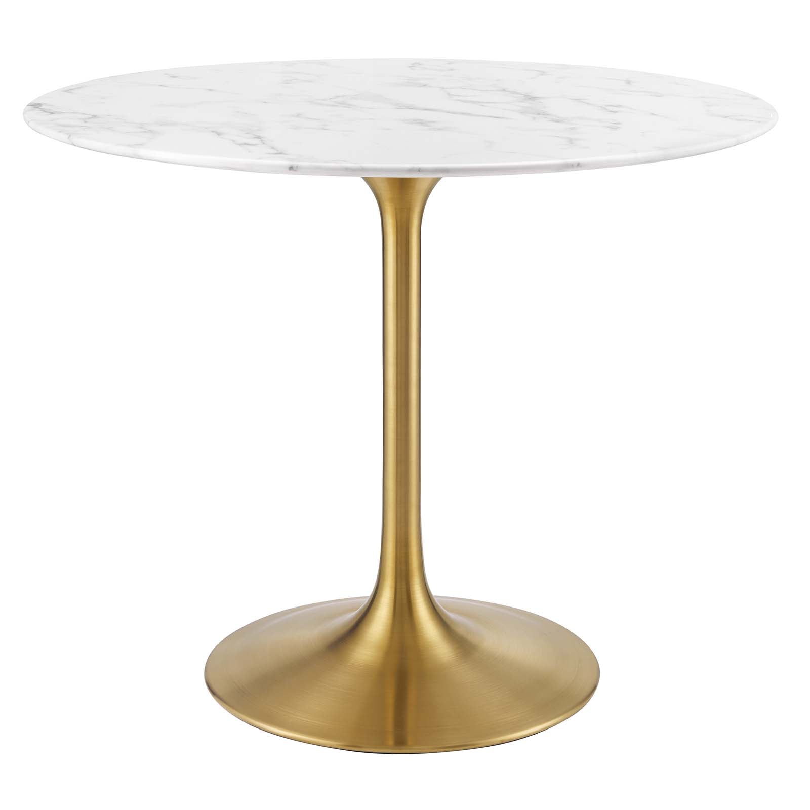 Modway Dining Tables - Lippa-36"-Round-Artificial-Marble-Dining-Table-Gold-White