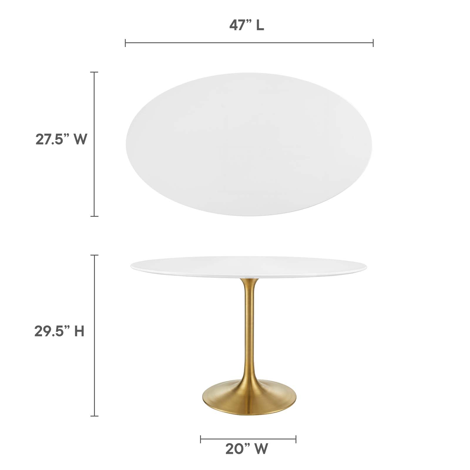 Modway Dining Tables - Lippa 48" Oval Dining Table Gold & White