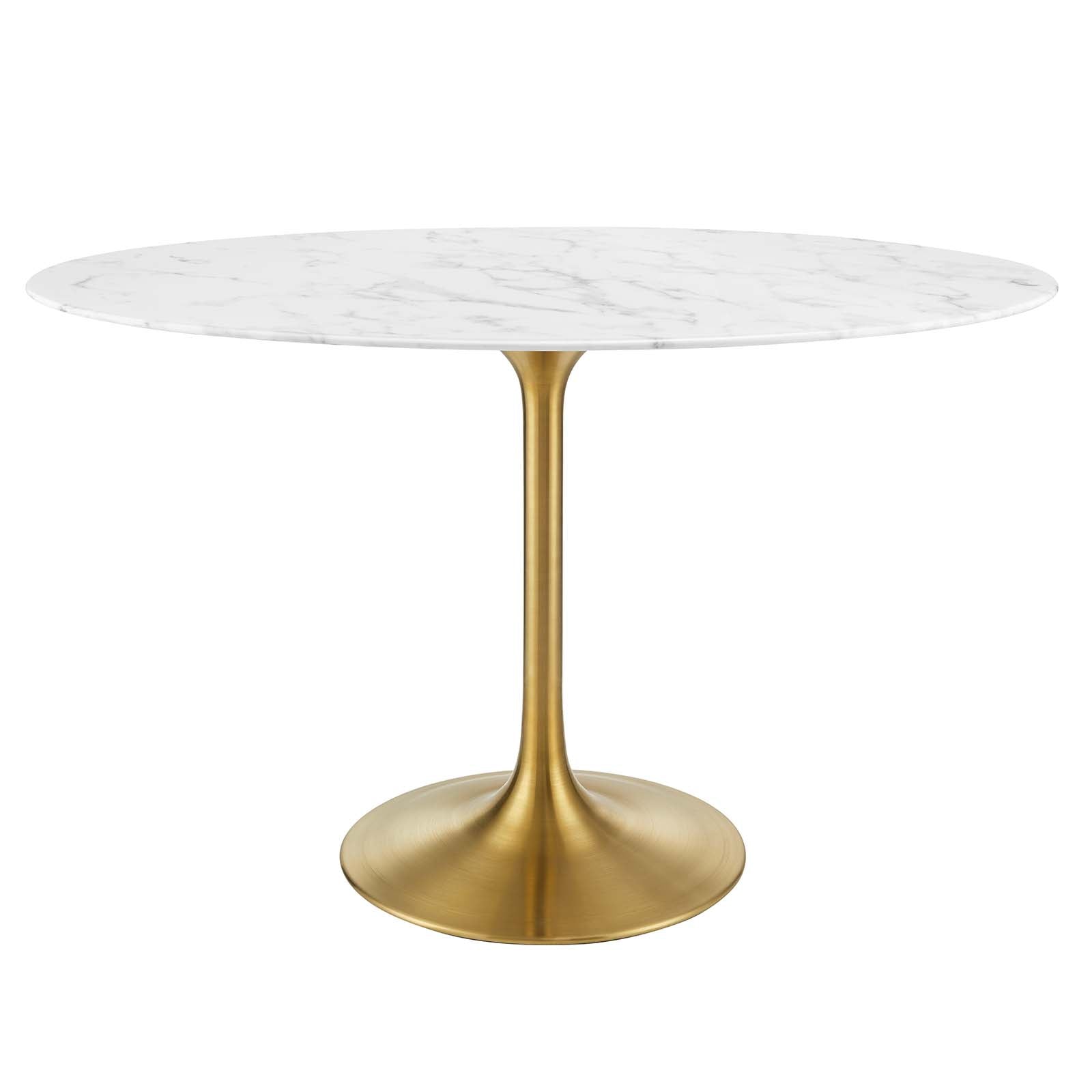 Modway Dining Tables - Lippa 48" Artificial Marble Oval Dining Table Gold & White