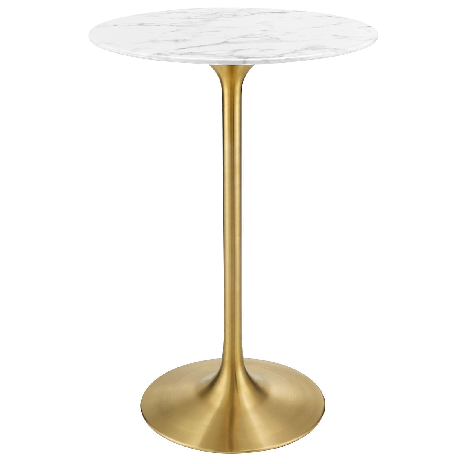 Modway Bar Tables - Lippa 28" Artificial Marble Bar Table Gold White