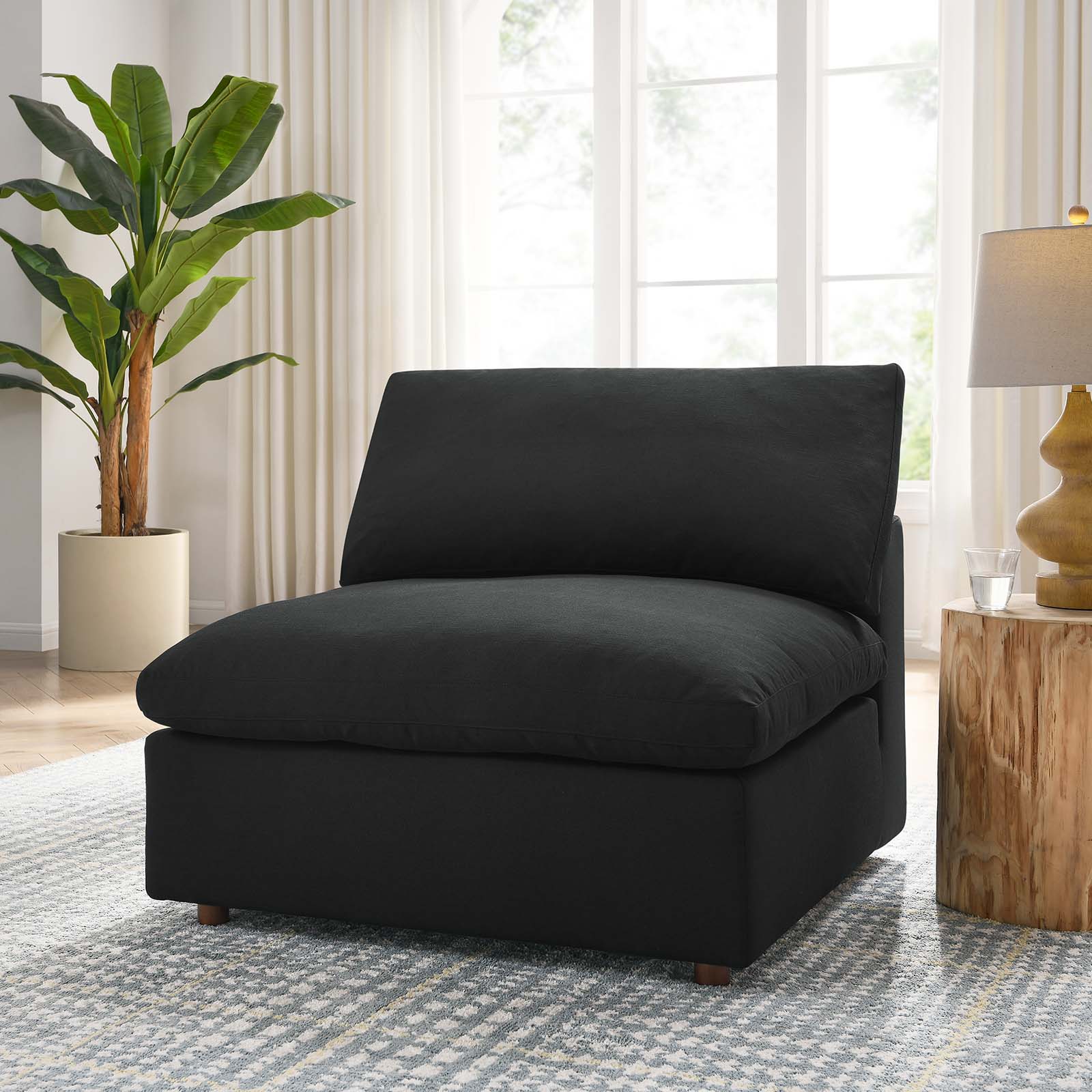 Modway Accent Chairs - Commix Down Filled Overstuffed Armless Chair Black