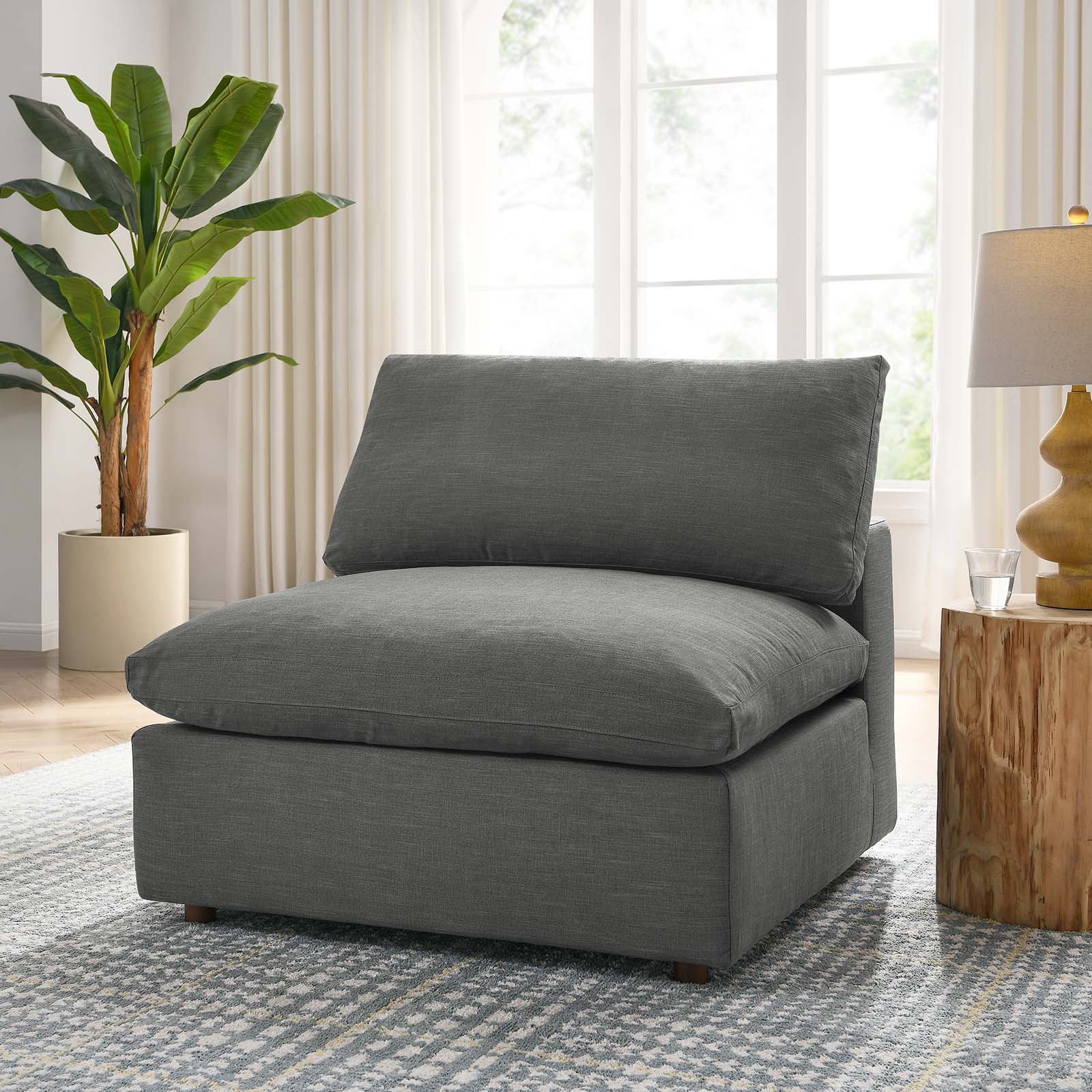 Modway Accent Chairs - Commix Down Filled Overstuffed Armless Chair Gray