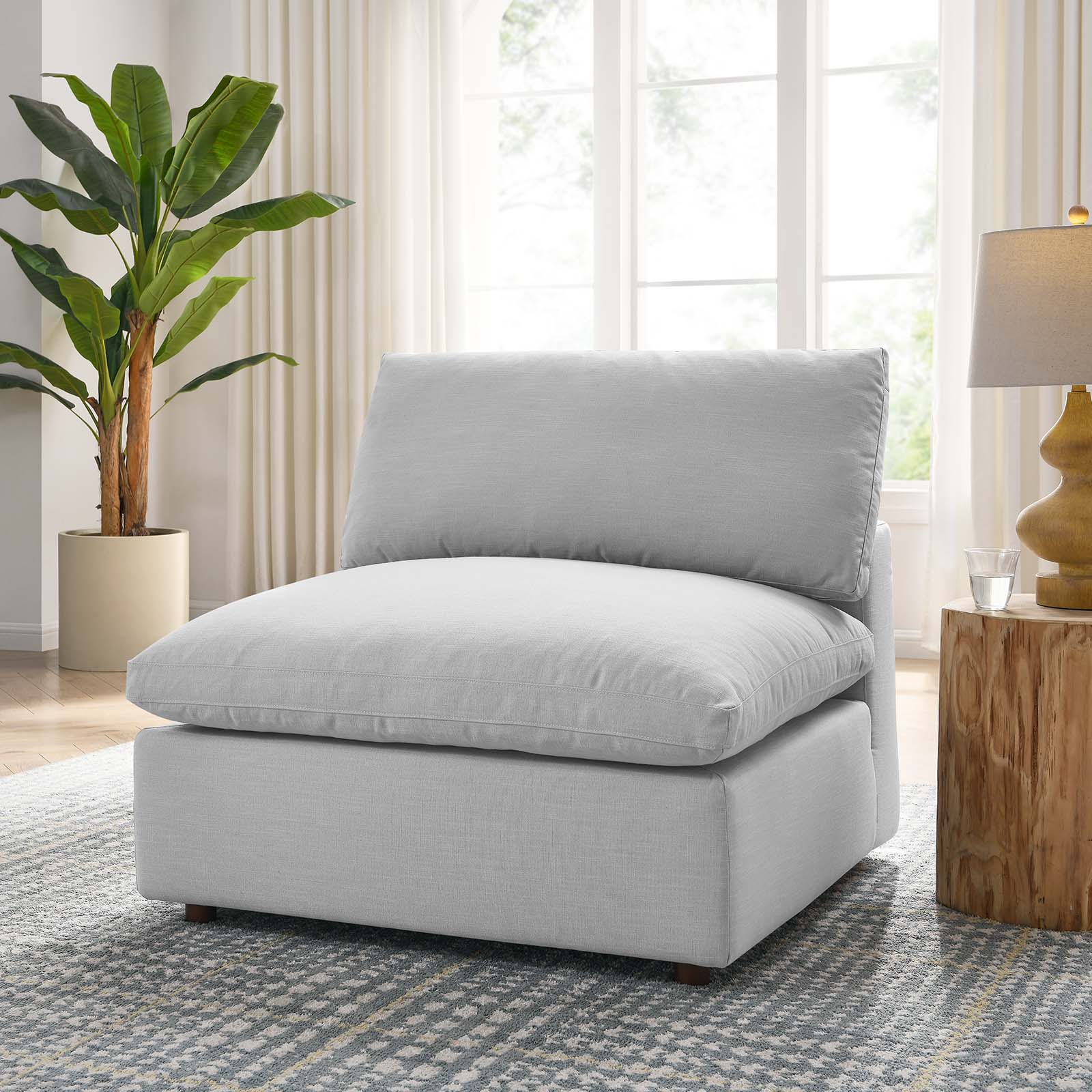 Modway Accent Chairs - Commix Down Filled Overstuffed Armless Chair Light Gray