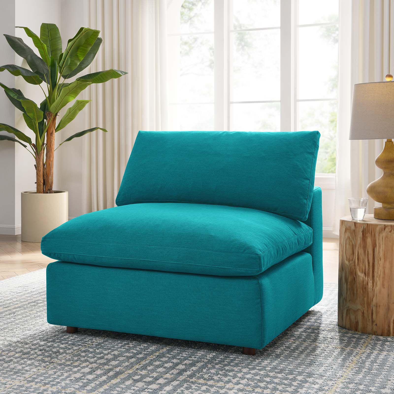 Modway Chairs - Commix Down Filled Overstuffed Armless Chair Teal
