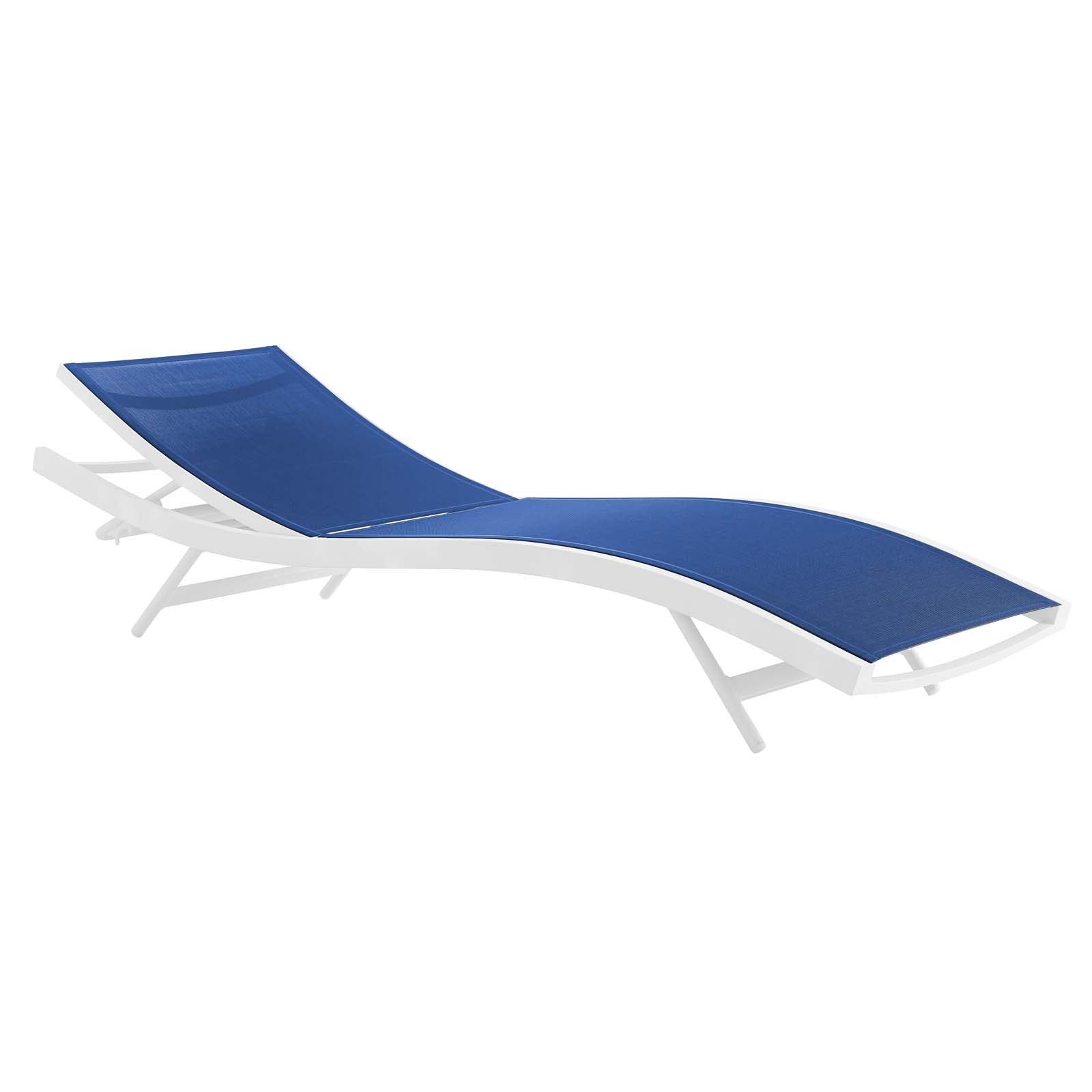 Modway Outdoor Loungers - Glimpse Outdoor Patio Mesh Chaise Lounge Chair White Navy