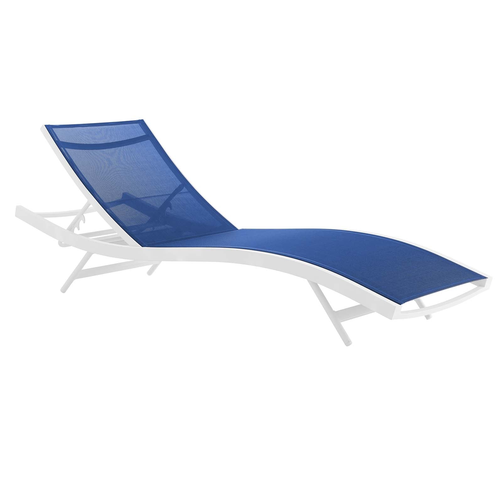 Modway Outdoor Loungers - Glimpse Outdoor Patio Mesh Chaise Lounge Chair White Navy