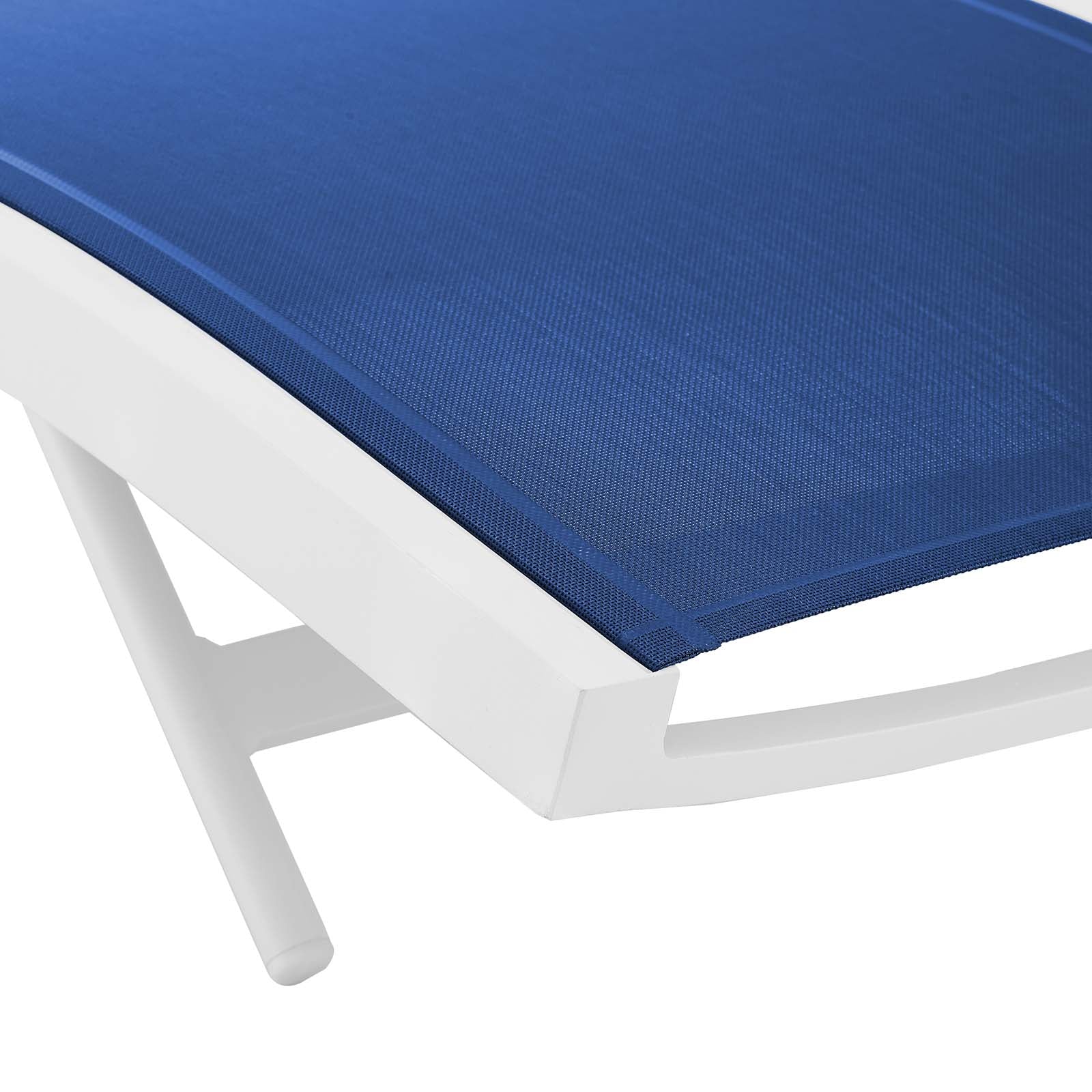 Modway Outdoor Loungers - Glimpse Outdoor Patio Mesh Chaise Lounge Chair White Navy
