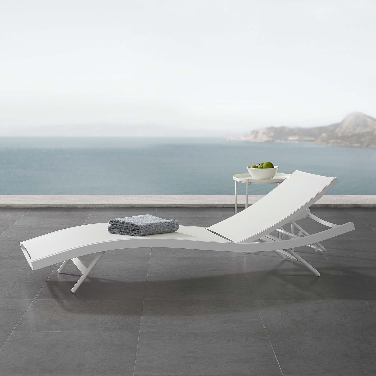 Modway Outdoor Loungers - Glimpse Outdoor Patio Mesh Chaise Lounge Chair White White