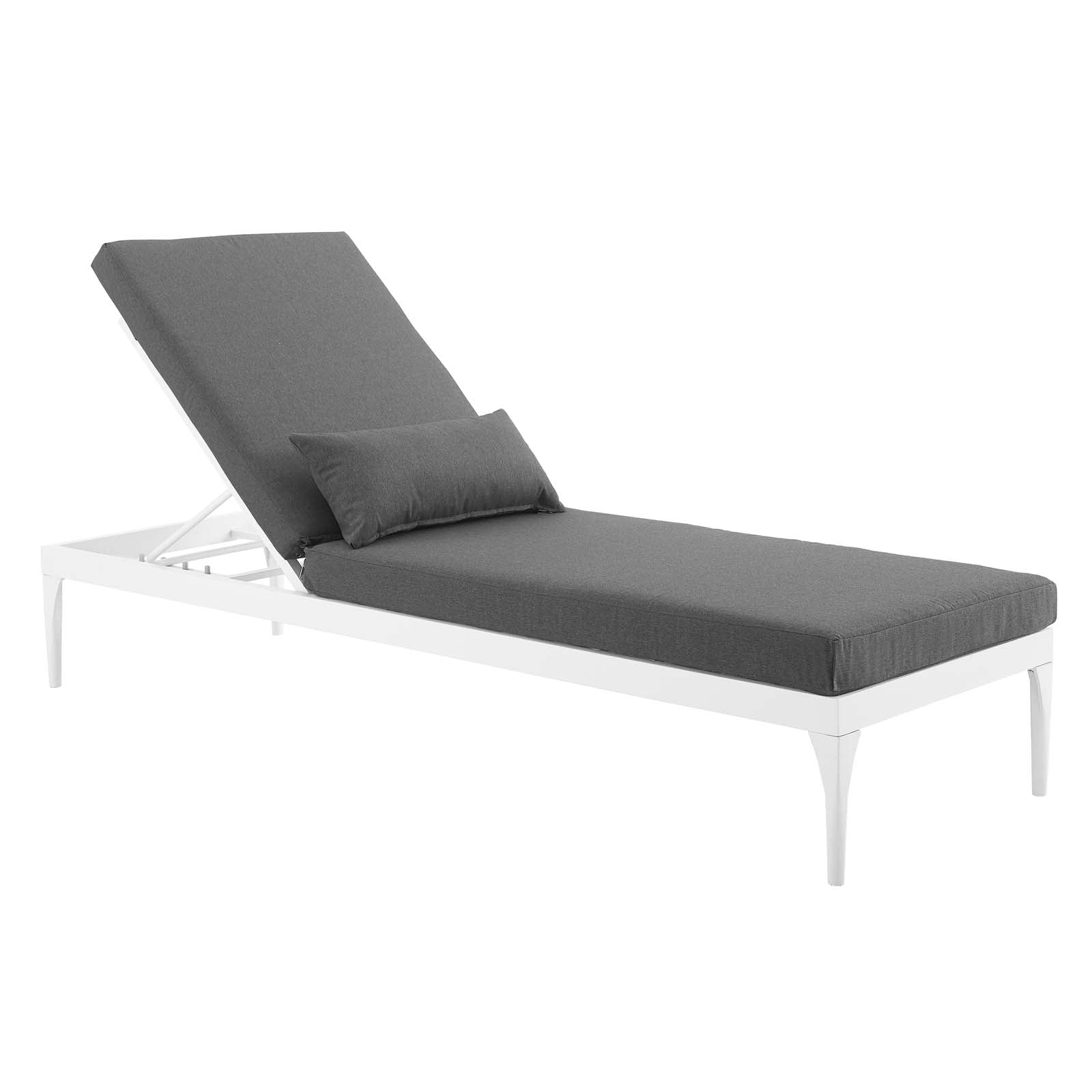 Modway Outdoor Loungers - Perspective Cushion Outdoor Chaise Lounge Chair White & Charcoal