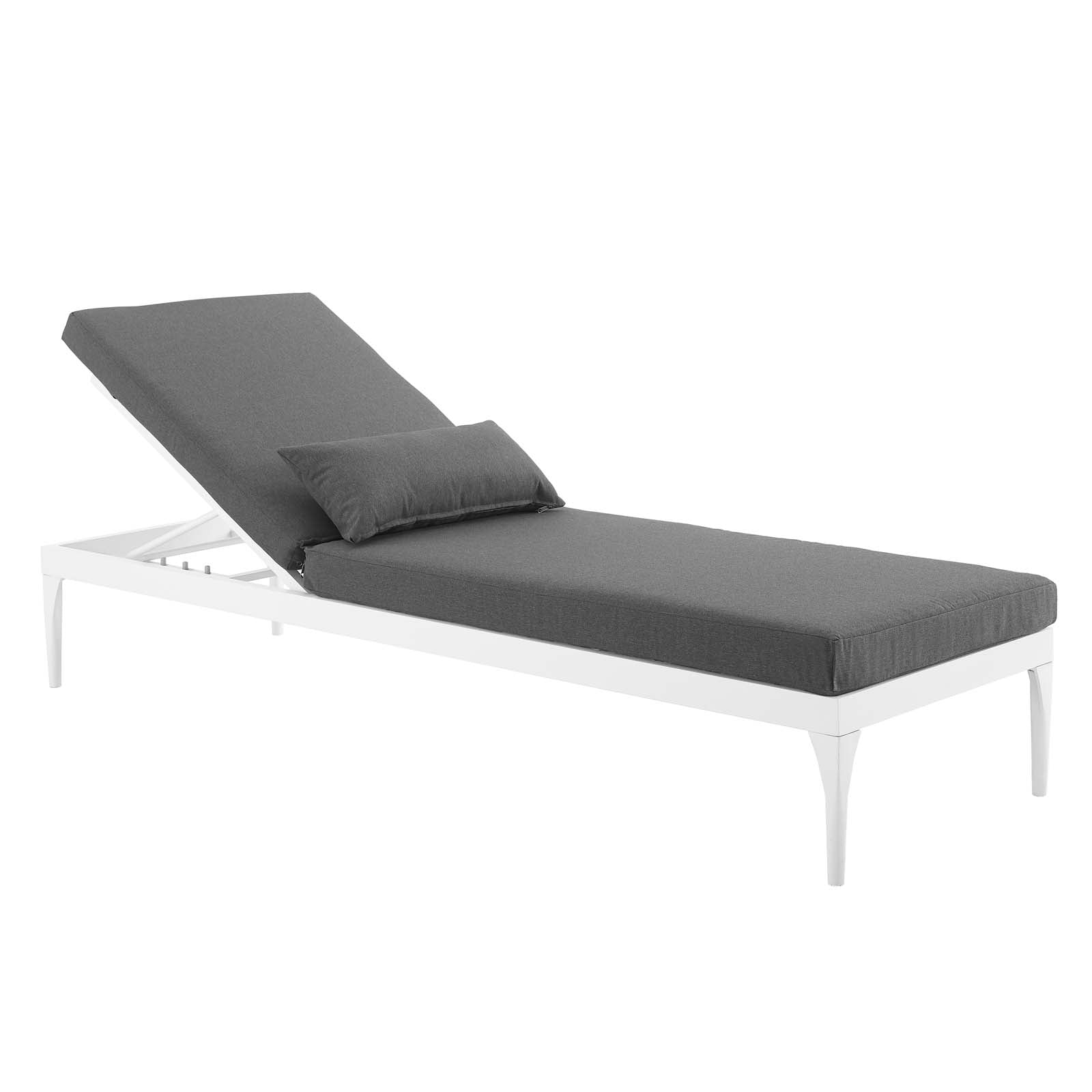 Modway Outdoor Loungers - Perspective Cushion Outdoor Chaise Lounge Chair White & Charcoal